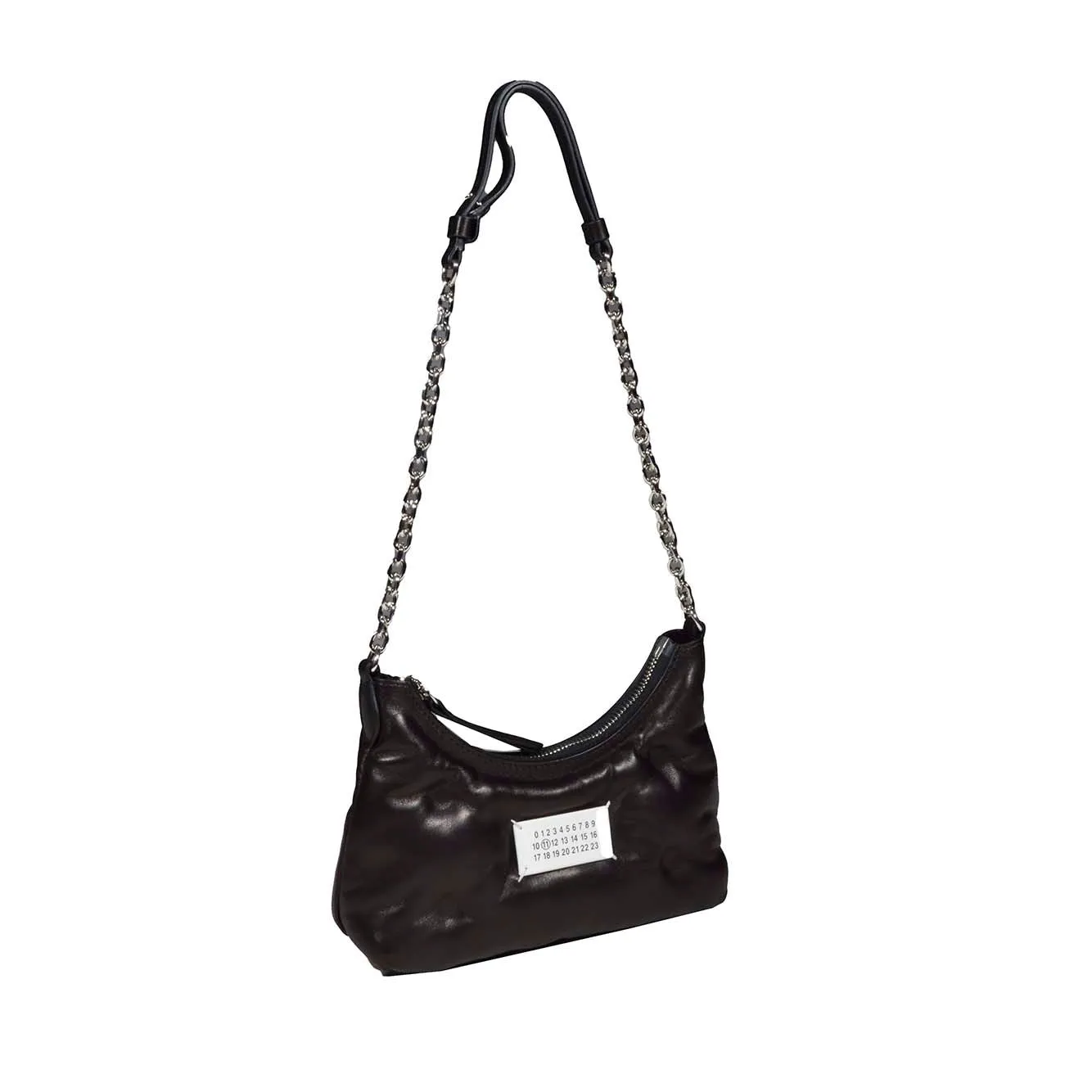 Borsa Glam Slam Hobo micro in pelle nera Maison Margiela