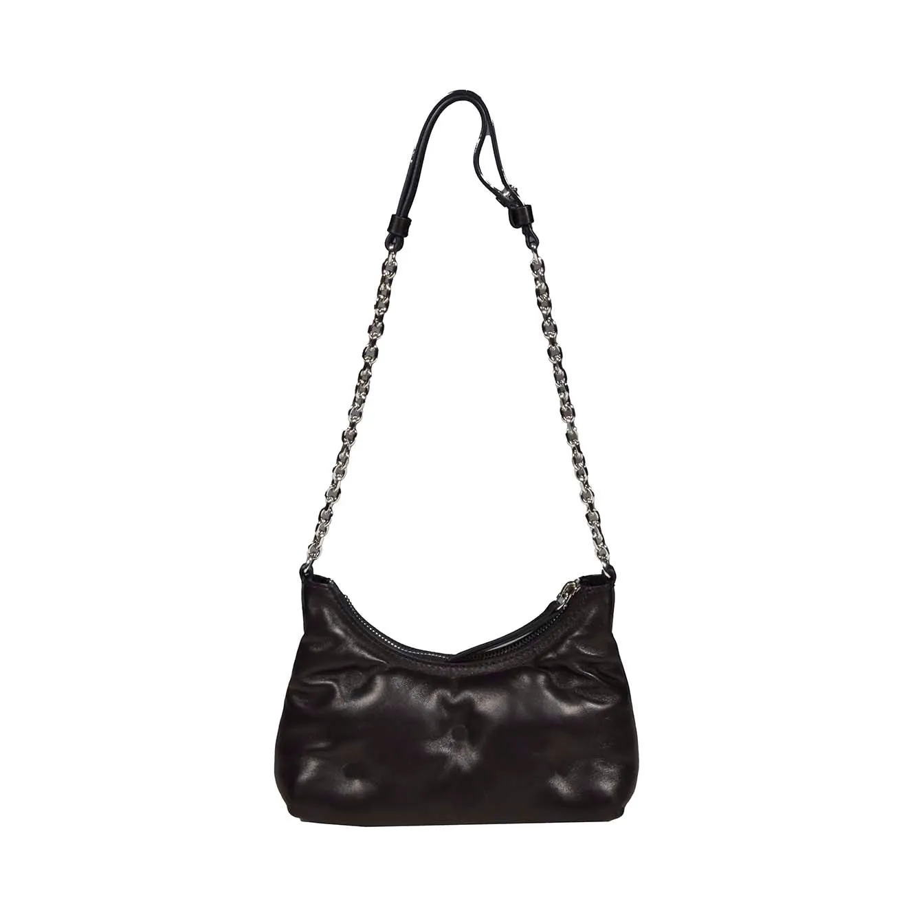 Borsa Glam Slam Hobo micro in pelle nera Maison Margiela