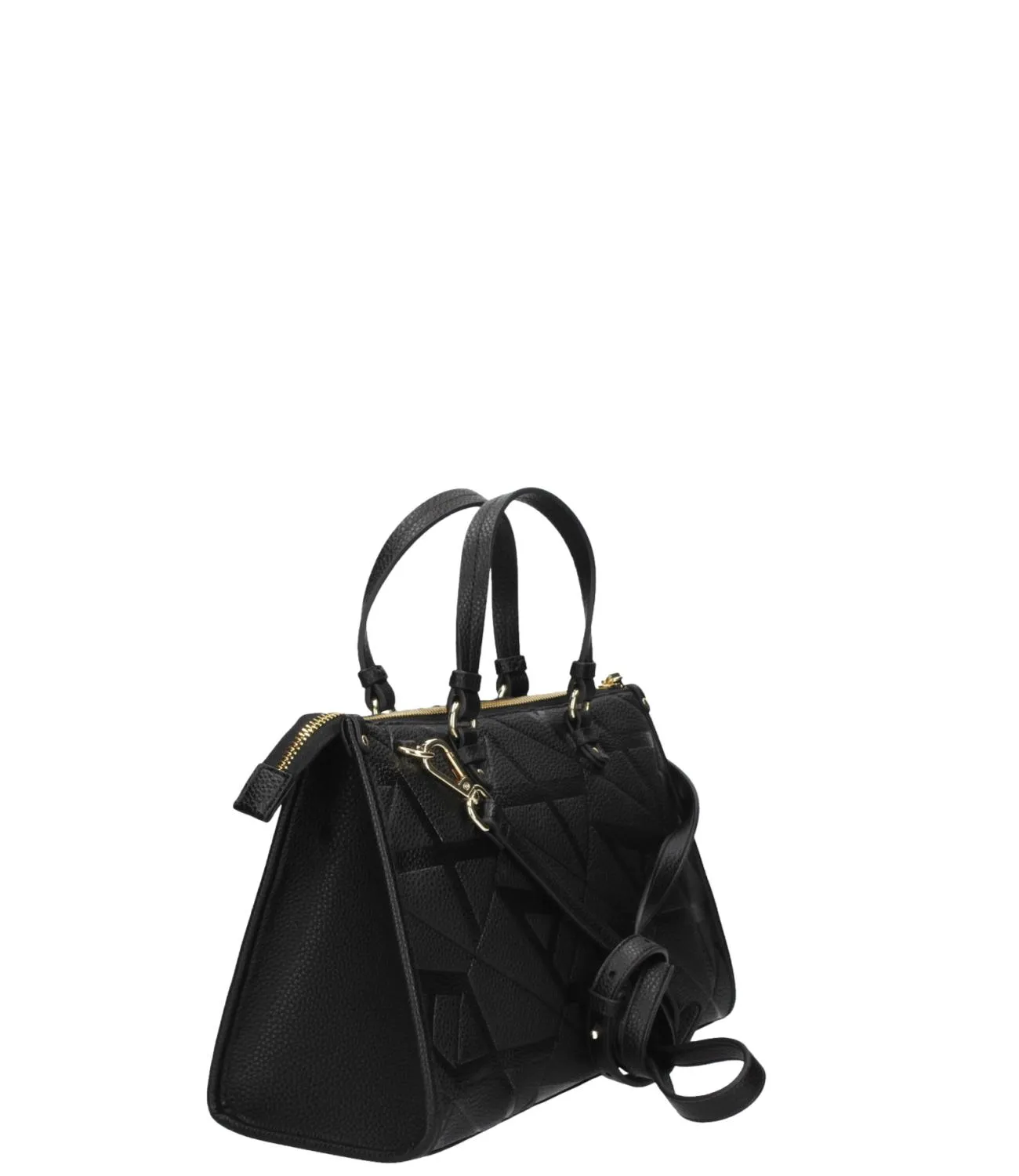 Borsa shopper nera fantasia logata