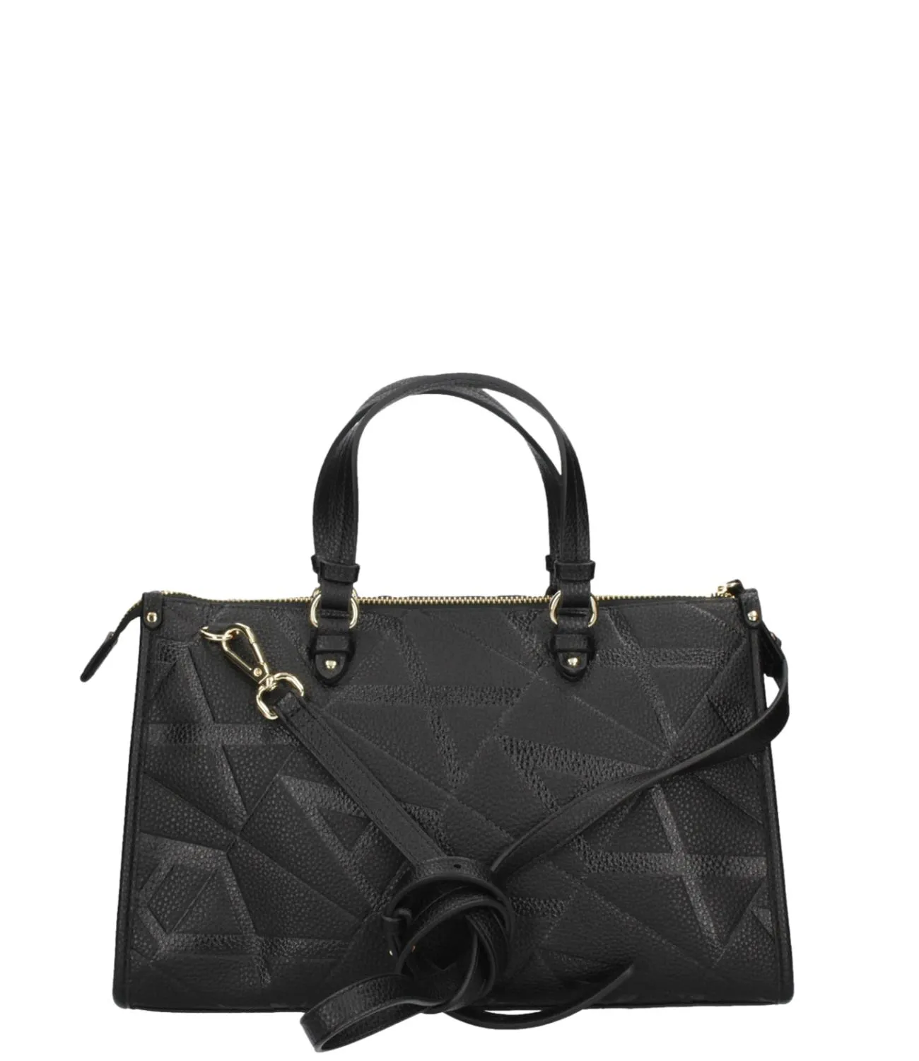 Borsa shopper nera fantasia logata