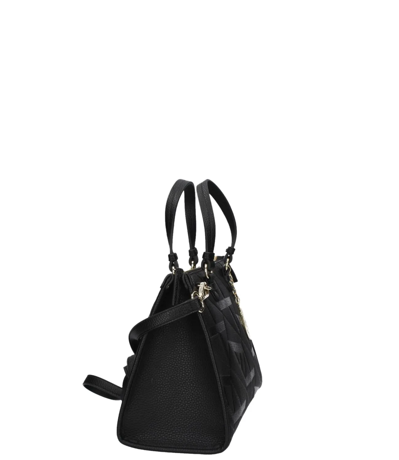 Borsa shopper nera fantasia logata