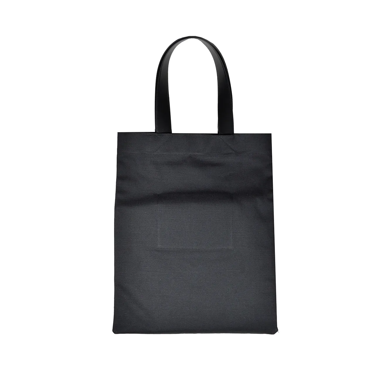Borsa shopping in cotone nero con logo Jil Sander