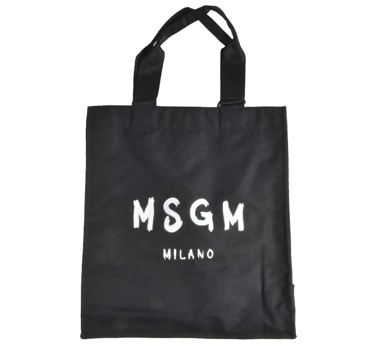 Borsa tote in canvas nero con stampa logo MSGM