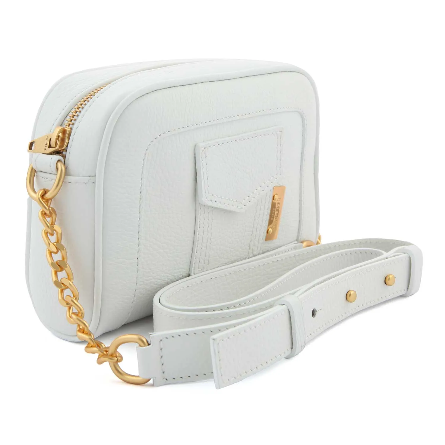 Borsa Tracolla Rettangolare Bianca E Oro In Pelle