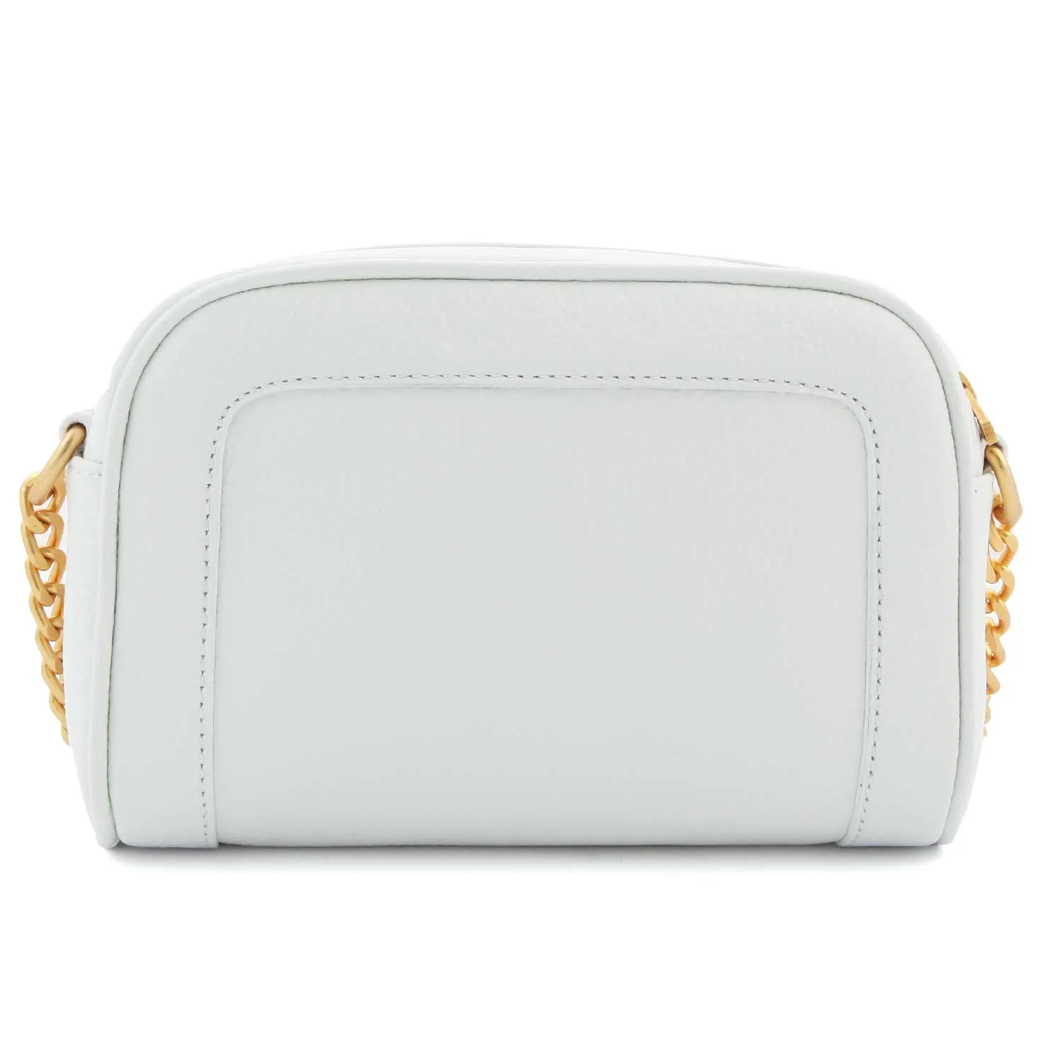 Borsa Tracolla Rettangolare Bianca E Oro In Pelle