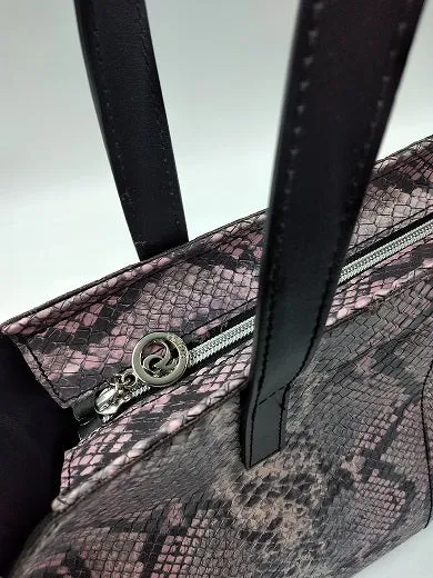 BORSE SHOPPING PELLE STAMPA PITONE ROSA