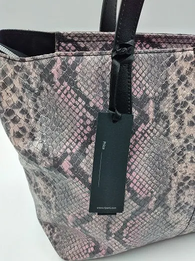 BORSE SHOPPING PELLE STAMPA PITONE ROSA