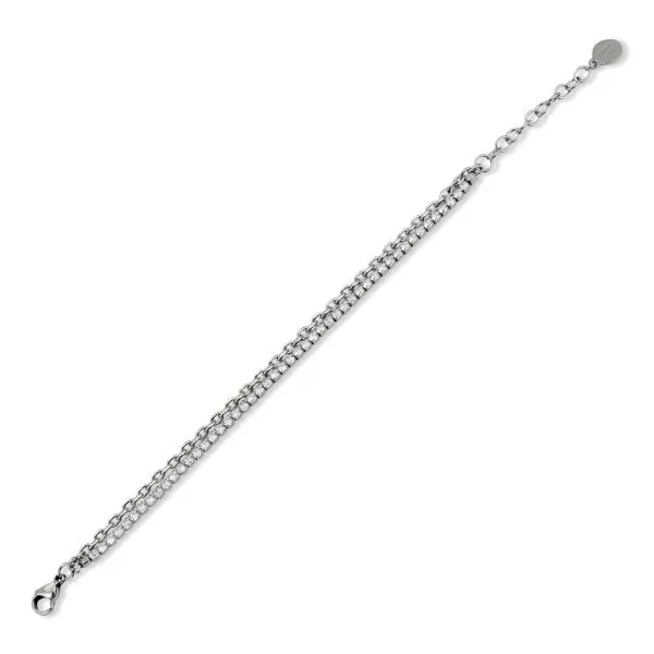 Bracciale tennis doppio filo con cristalli bianchi    