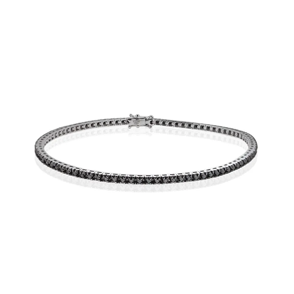 Bracciale tennis oro bianco diamanti neri 1,34ct