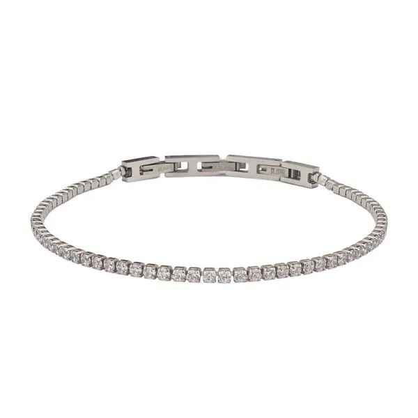 Bracciale tennis uomo con zirconi bianchi    