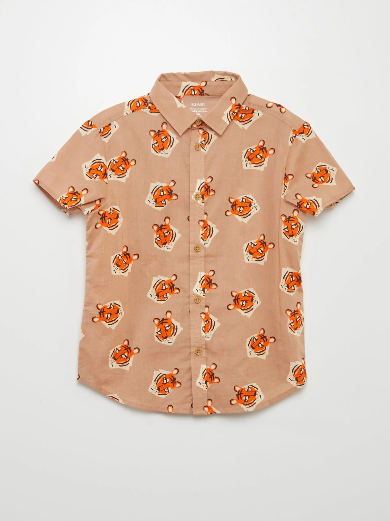 Camicia a maniche corte con stampa - MARRONE