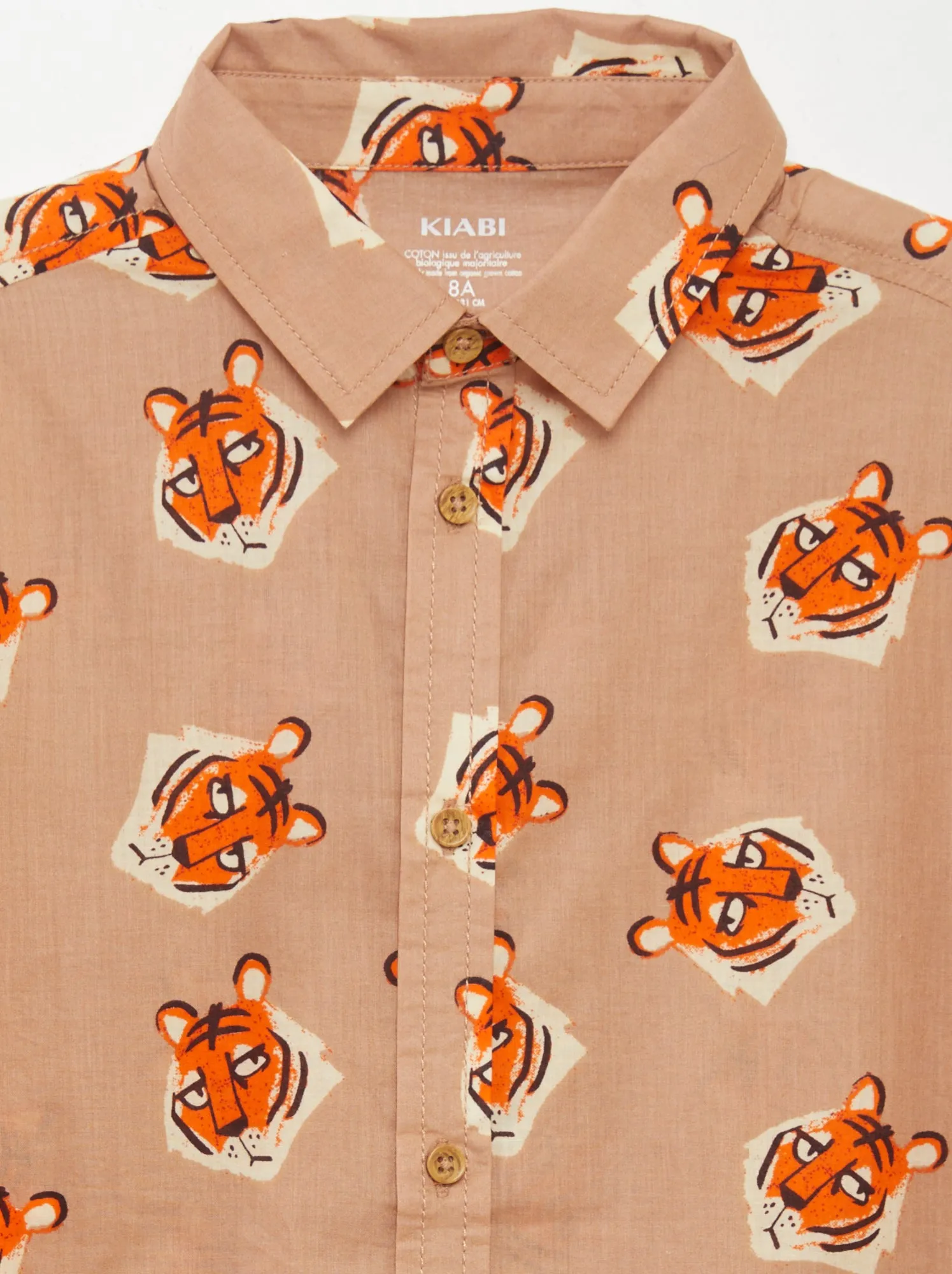 Camicia a maniche corte con stampa - MARRONE