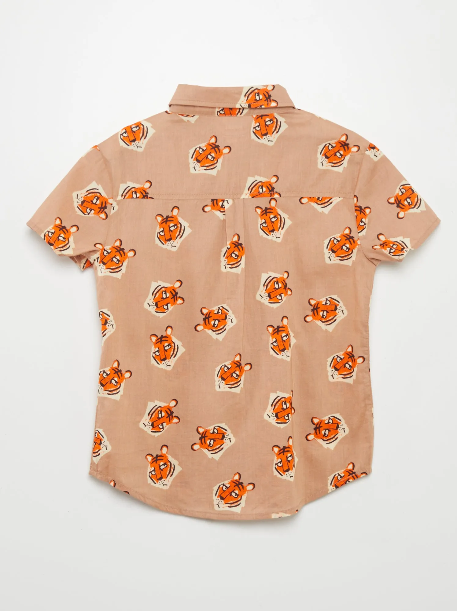 Camicia a maniche corte con stampa - MARRONE