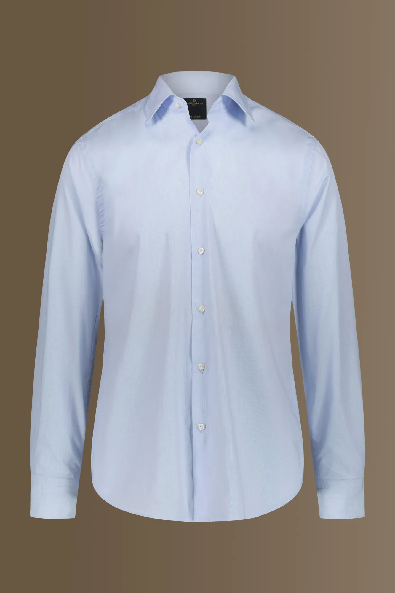 Camicia classica lavata uomo collo francese tinto filo popeline riga sottile
