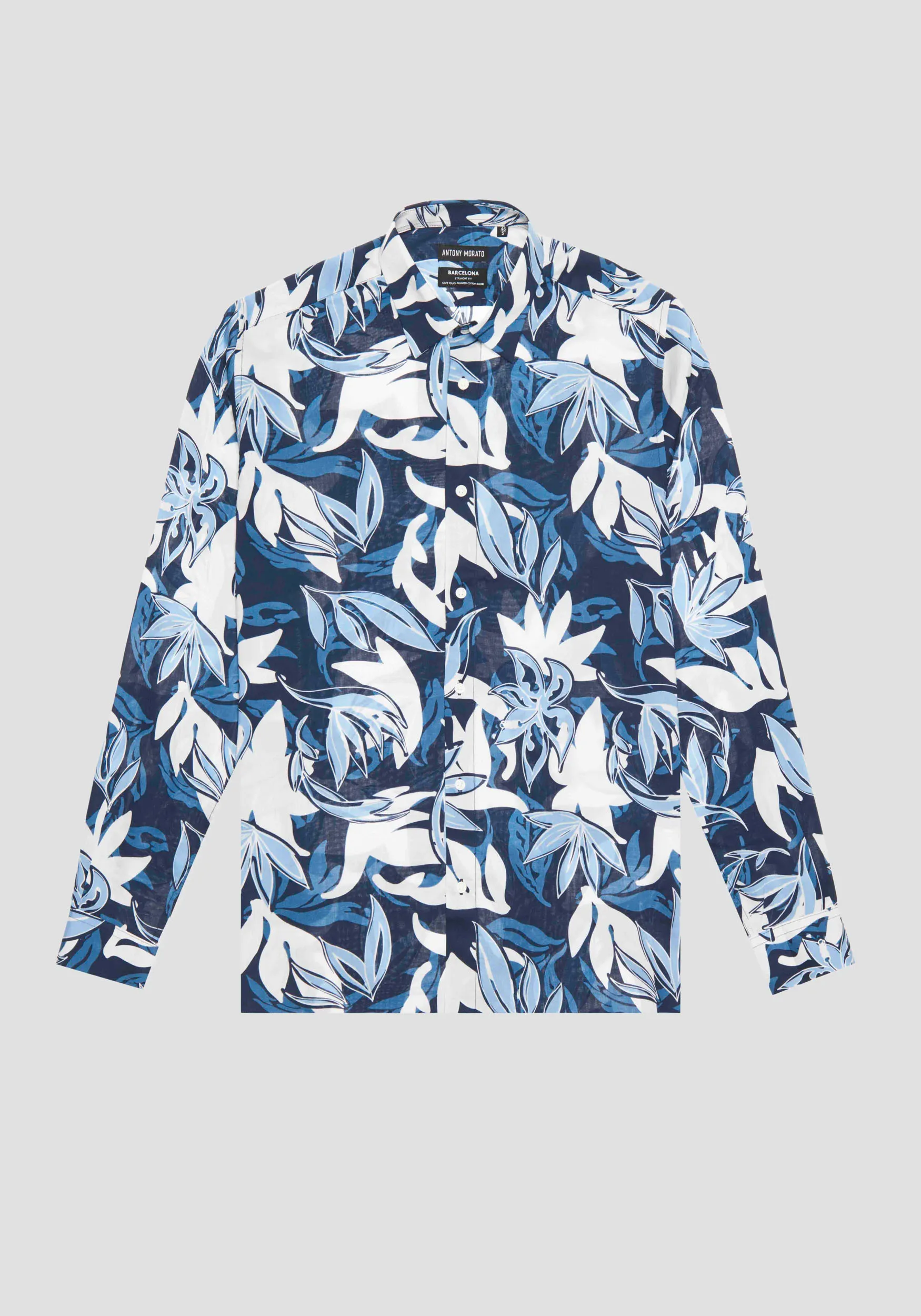 CAMICIA REGULAR STRAIGHT FIT “BARCELONA” IN MISTO COTONE CON FANTASIA ALL OVER