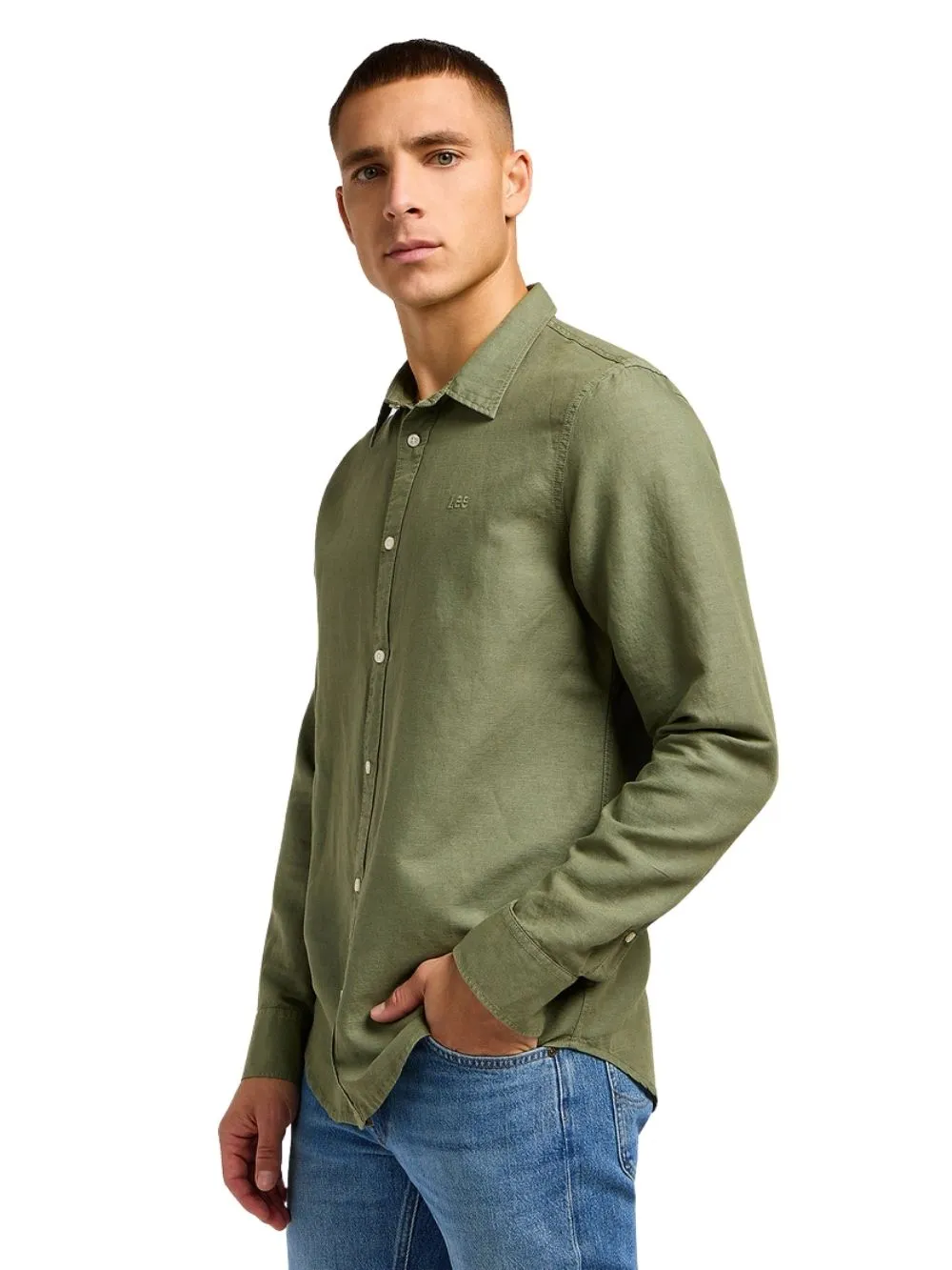 Camicia Uomo Lee con bottoni bianchi