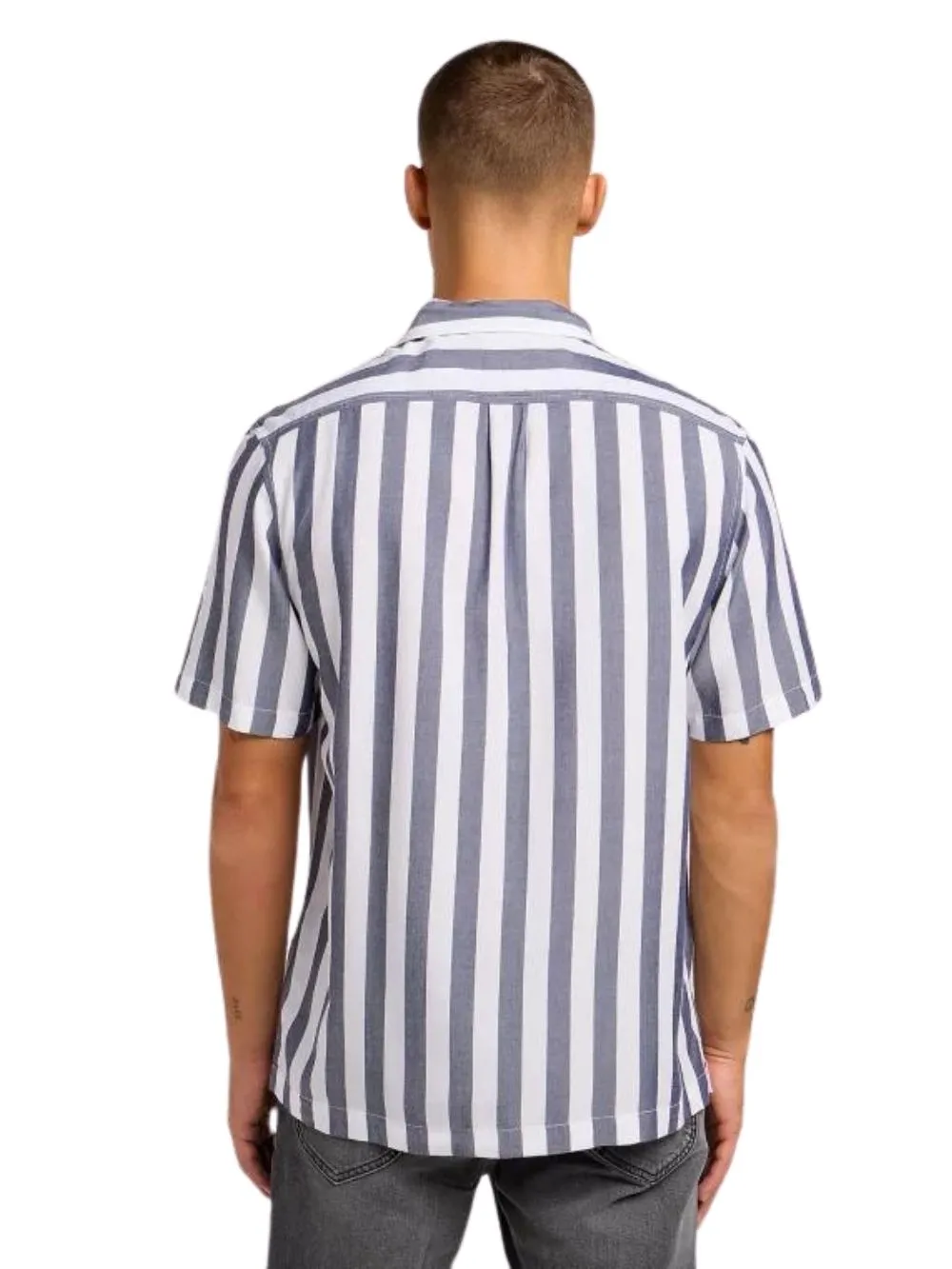 Camicia Uomo Resort a righe bianche e blu