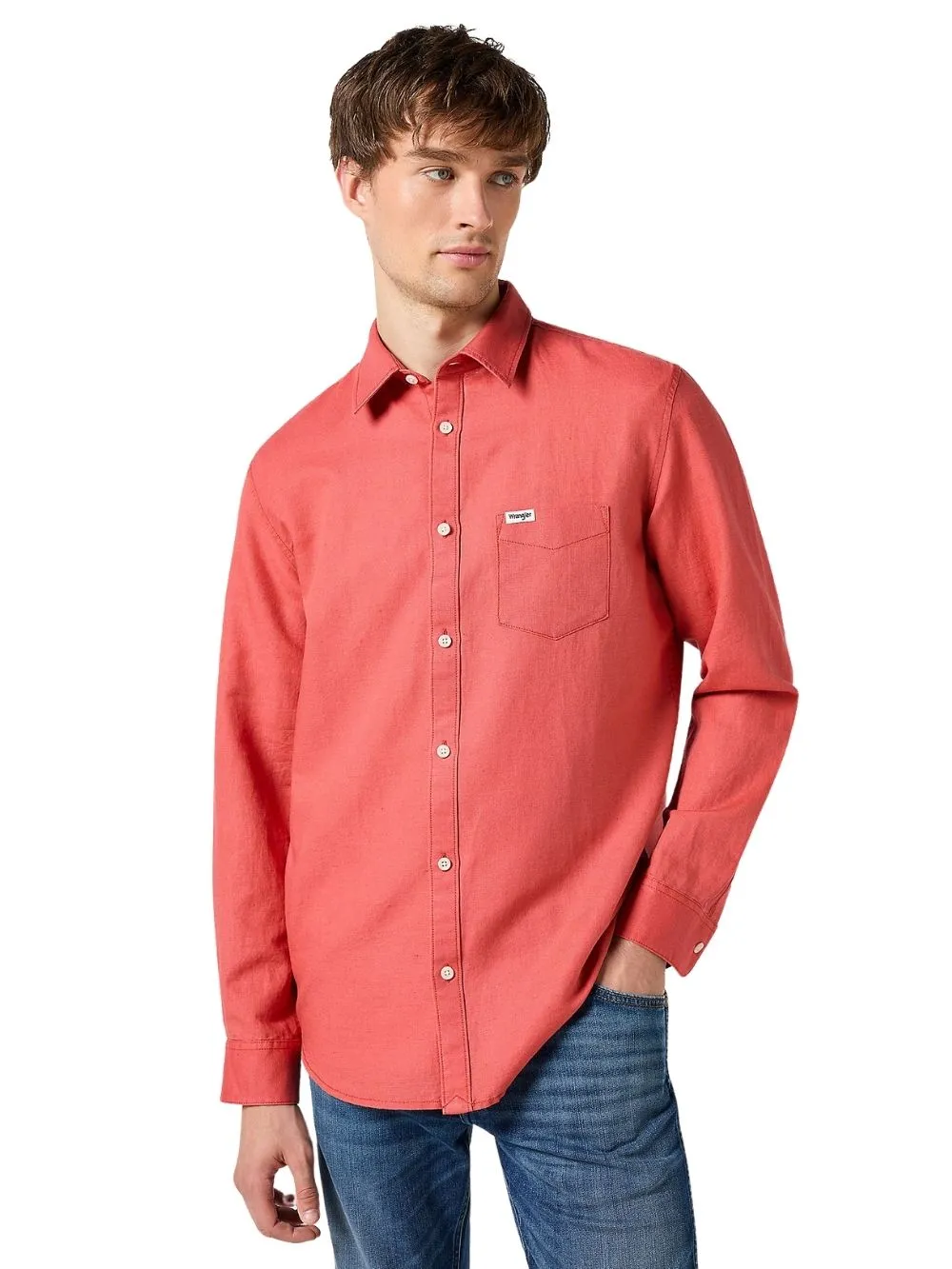 Camicia Uomo rossa con logo sulla tasca