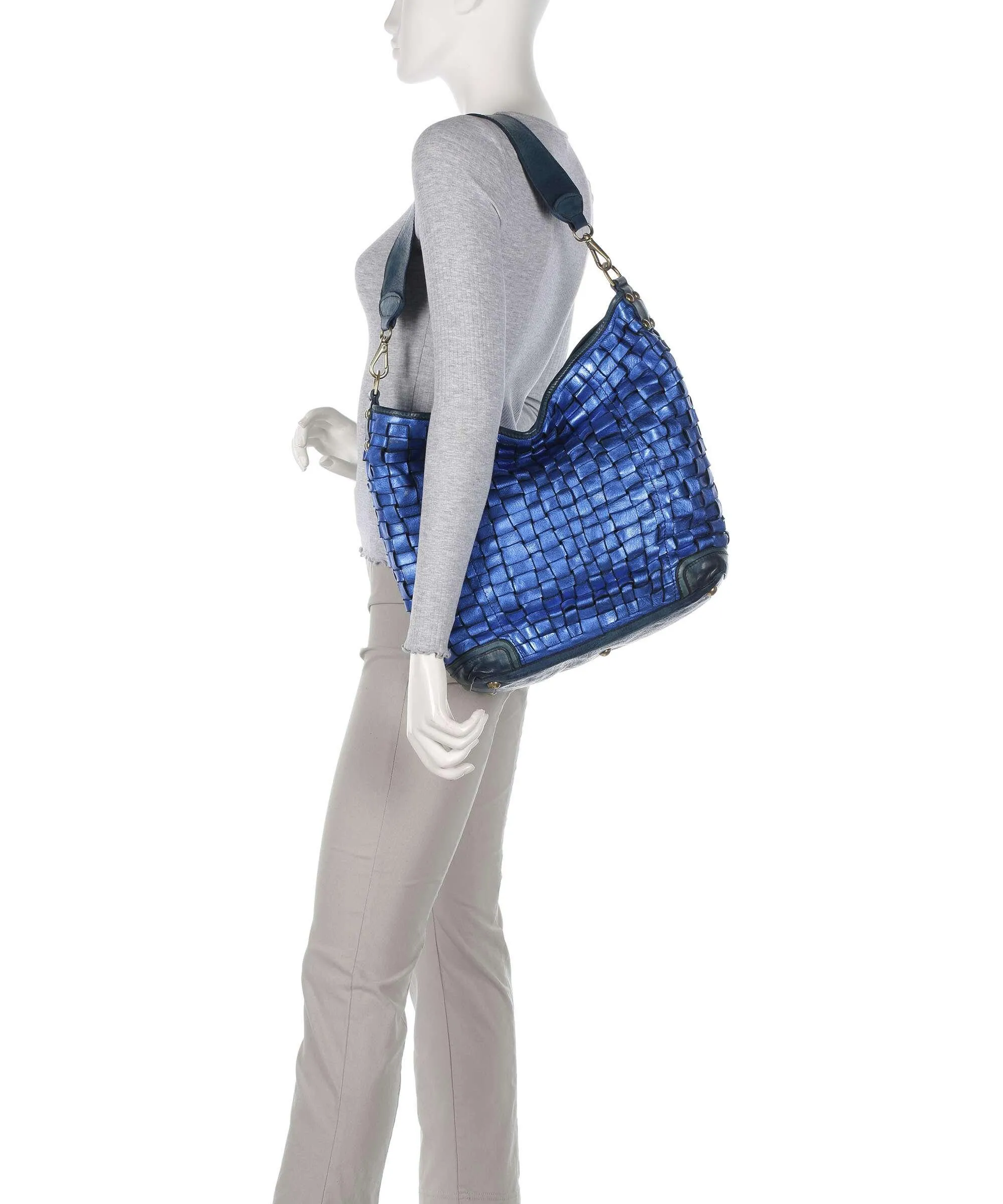  Campomaggi Borsa shopper pelle bovina blu  