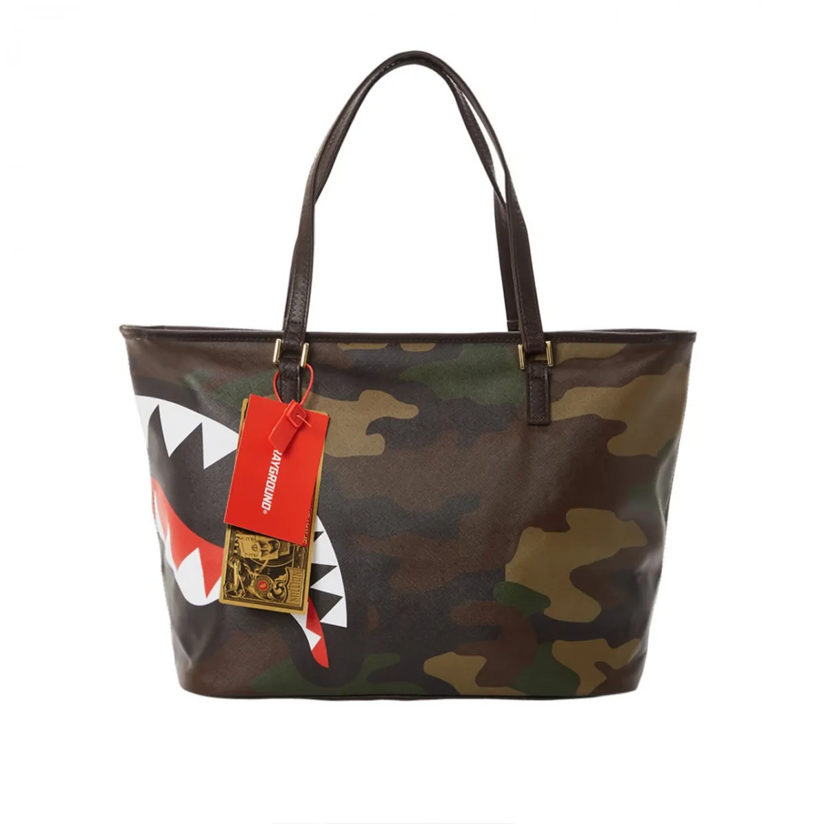 Checks & Camo Tote, Marrone