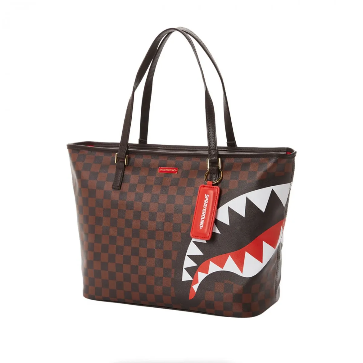 Checks & Camo Tote, Marrone