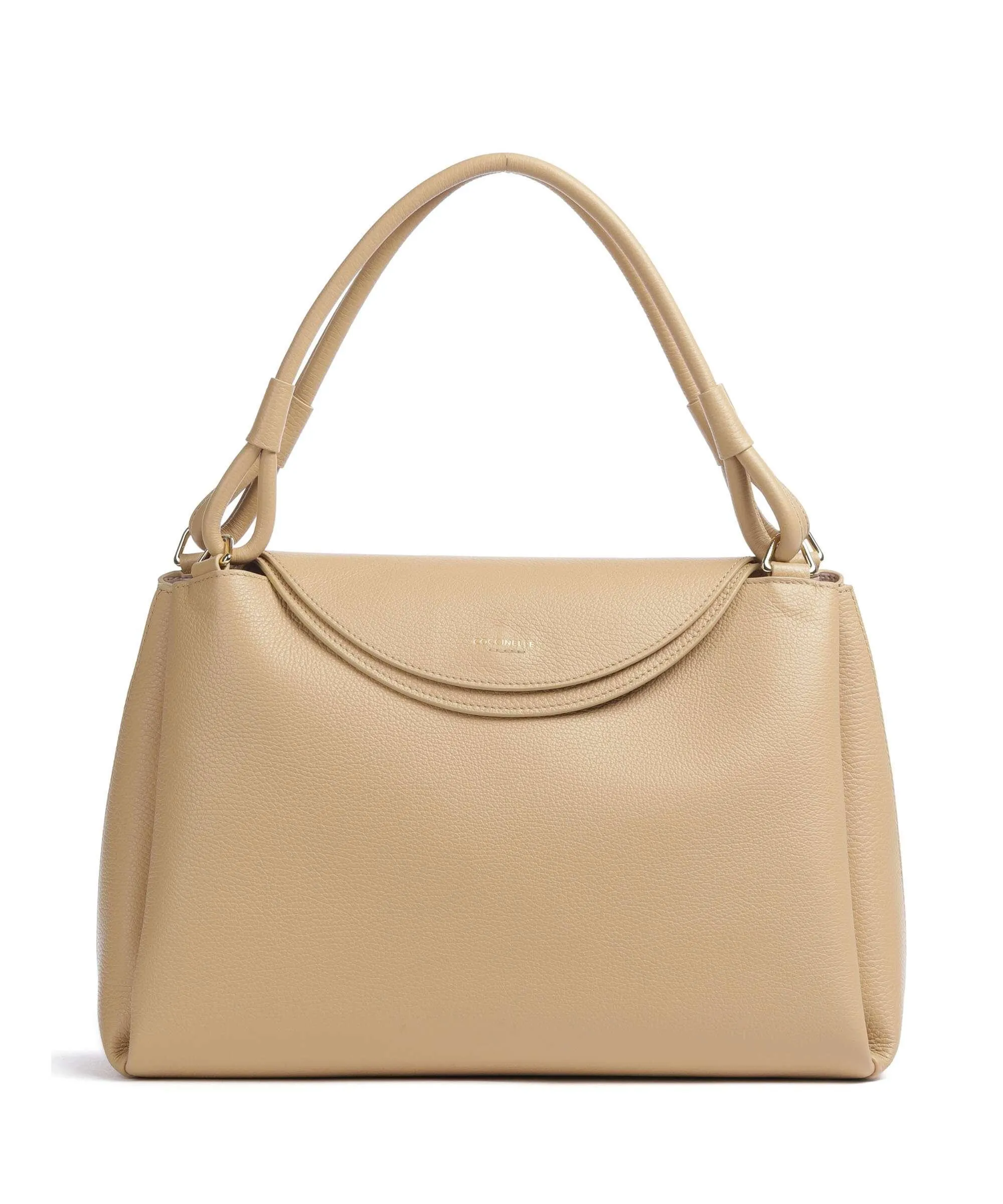  Coccinelle Eclyps Borsa a spalla pelle granulata beige  