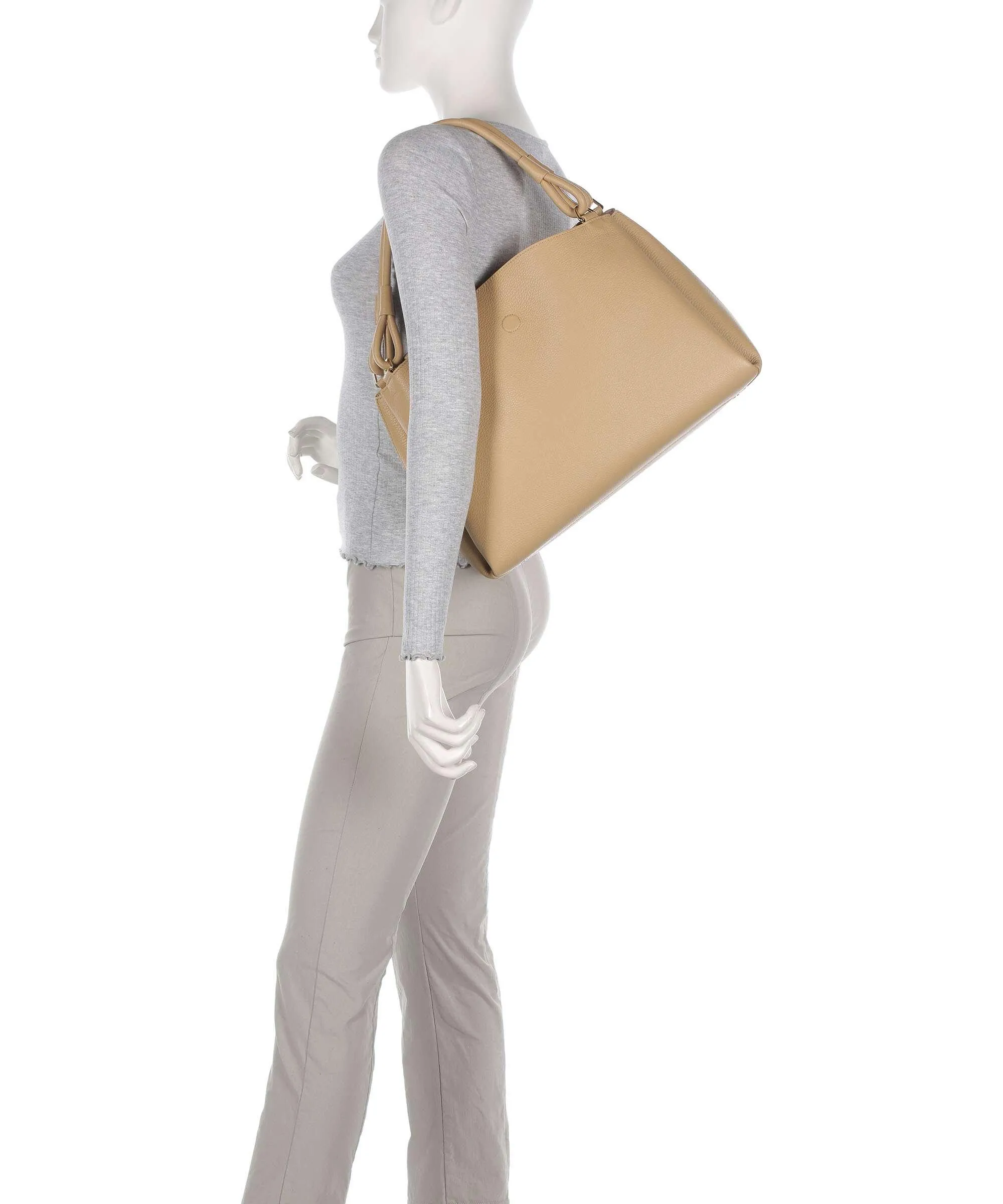  Coccinelle Eclyps Borsa a spalla pelle granulata beige  
