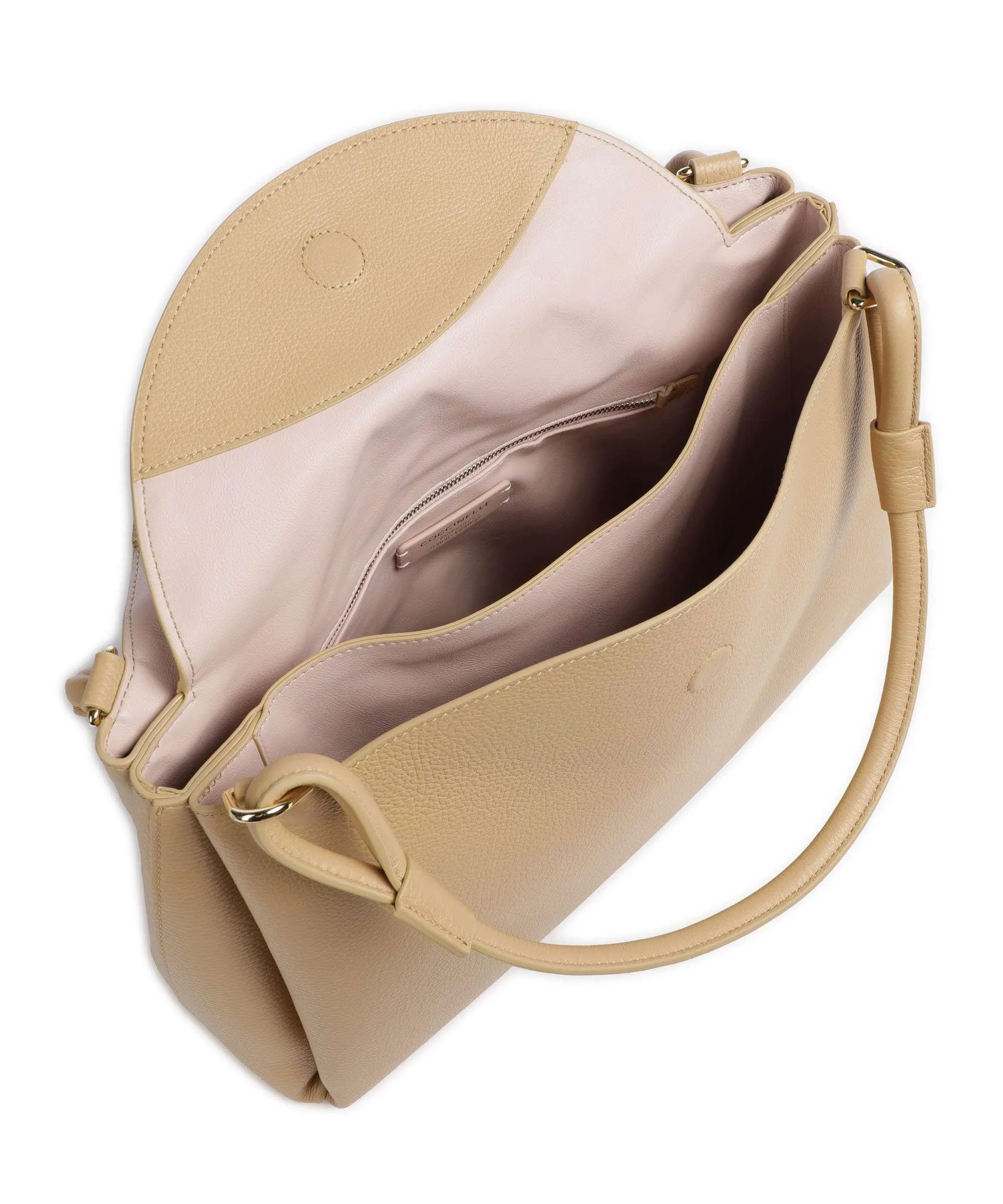  Coccinelle Eclyps Borsa a spalla pelle granulata beige  