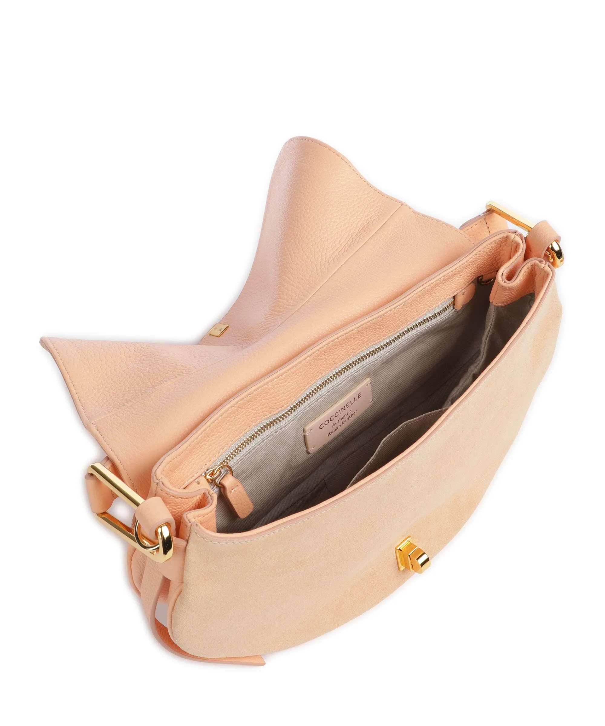  Coccinelle Magie Suede Borsa a spalla pelle bovina ruvida, pelle di vacchetta grana albicocca  