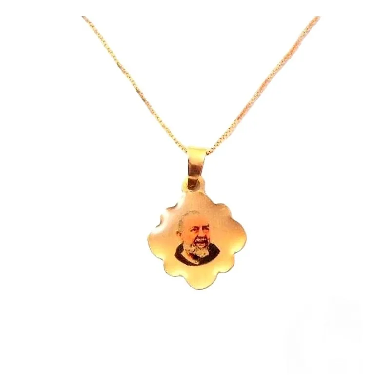 COLLANA CON CIONDOLO PADRE PIO IN ORO GIALLO 18 KT