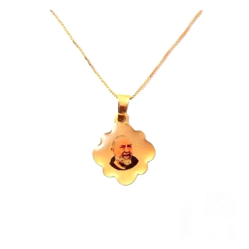 COLLANA CON CIONDOLO PADRE PIO IN ORO GIALLO 18 KT