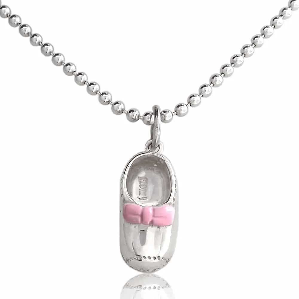 Collana con ciondolo scarpetta fiocco rosa