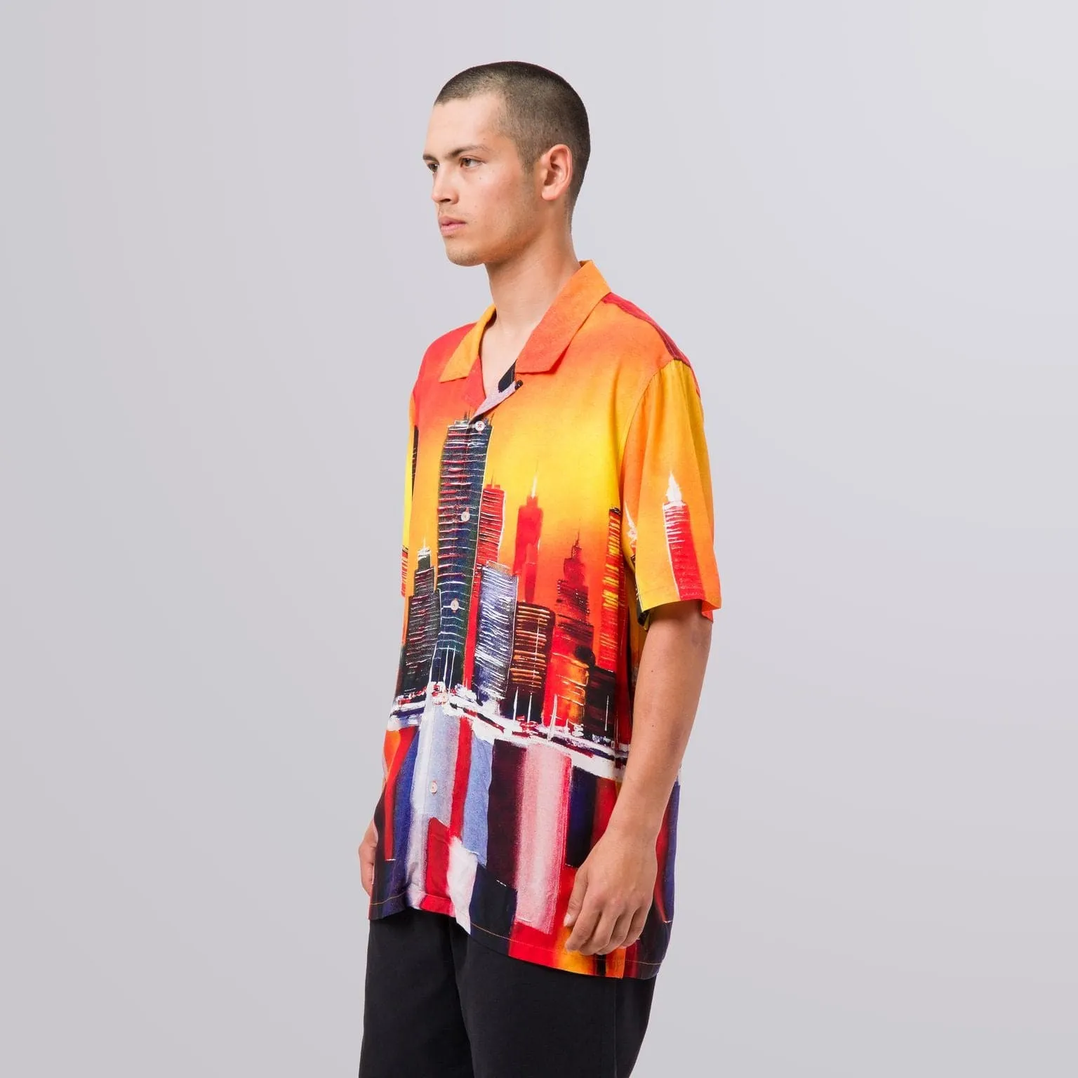 CONCRETE JUNGLE S/S WOVEN TOP - ORANGE