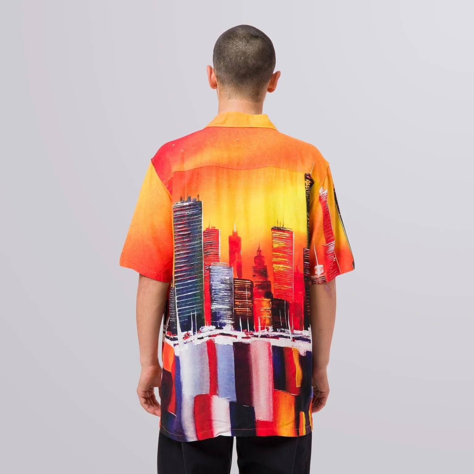 CONCRETE JUNGLE S/S WOVEN TOP - ORANGE