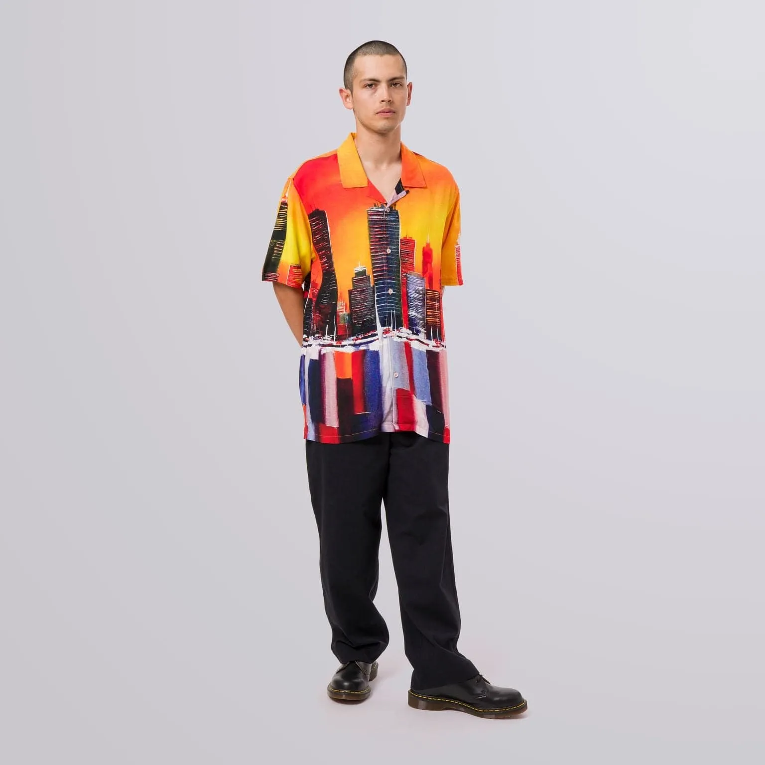 CONCRETE JUNGLE S/S WOVEN TOP - ORANGE