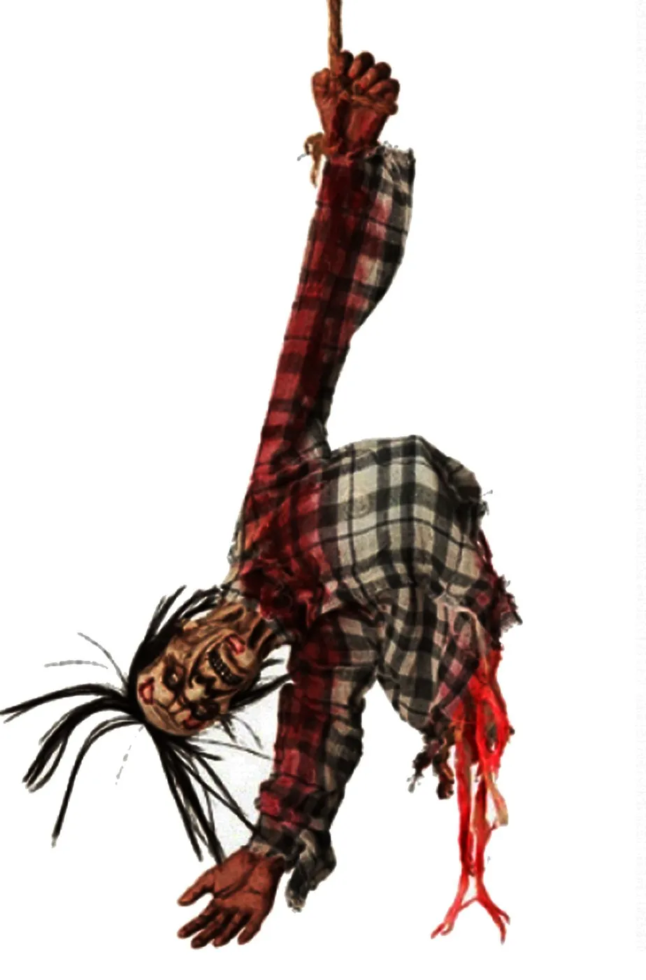 Decorazione Halloween da appendere torso di cadavere zombie con luci e suoni