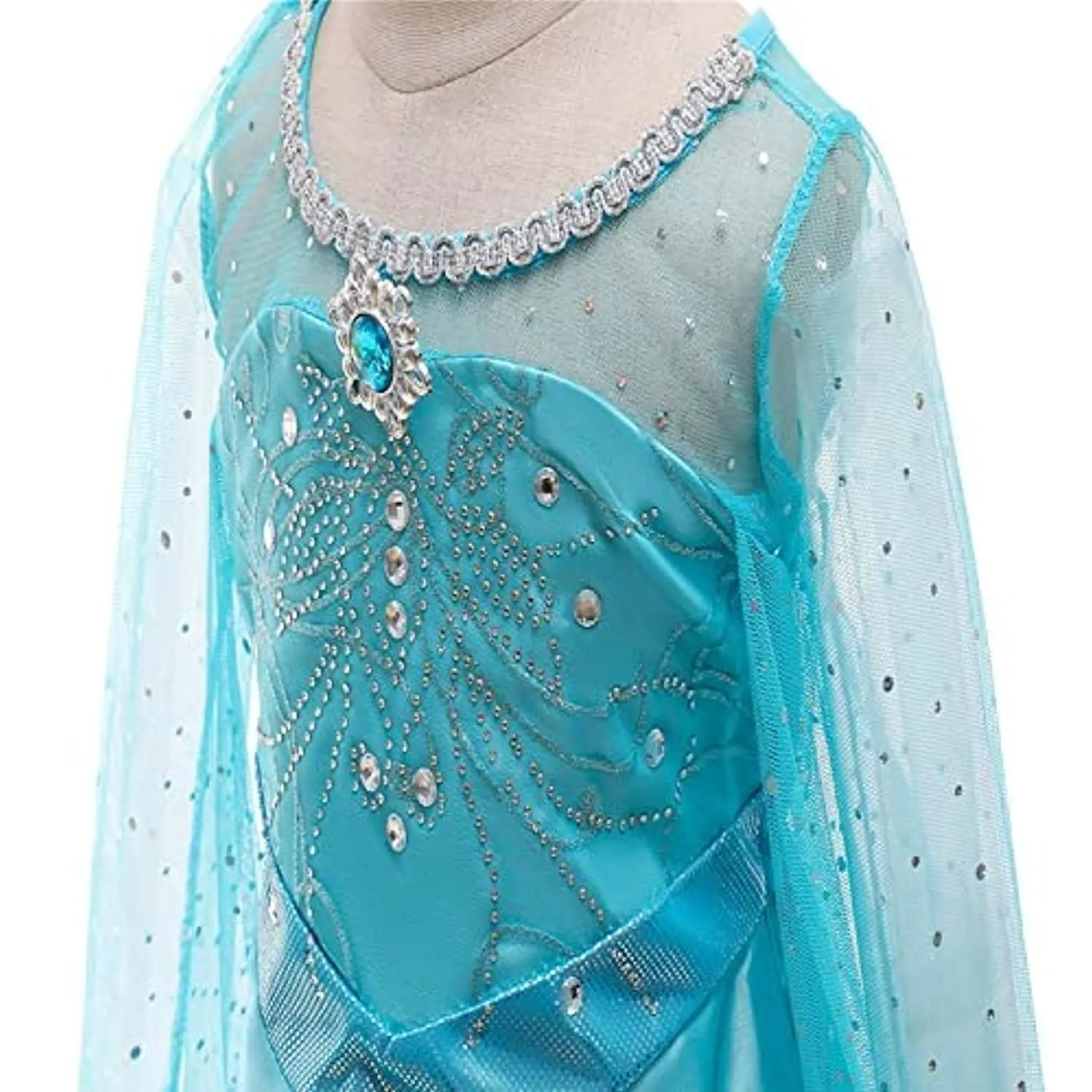 discoball ELSA - Costume da principessa per bambini, vestito da bambina con regina di ghiaccio, a maniche lunghe, con paillette,