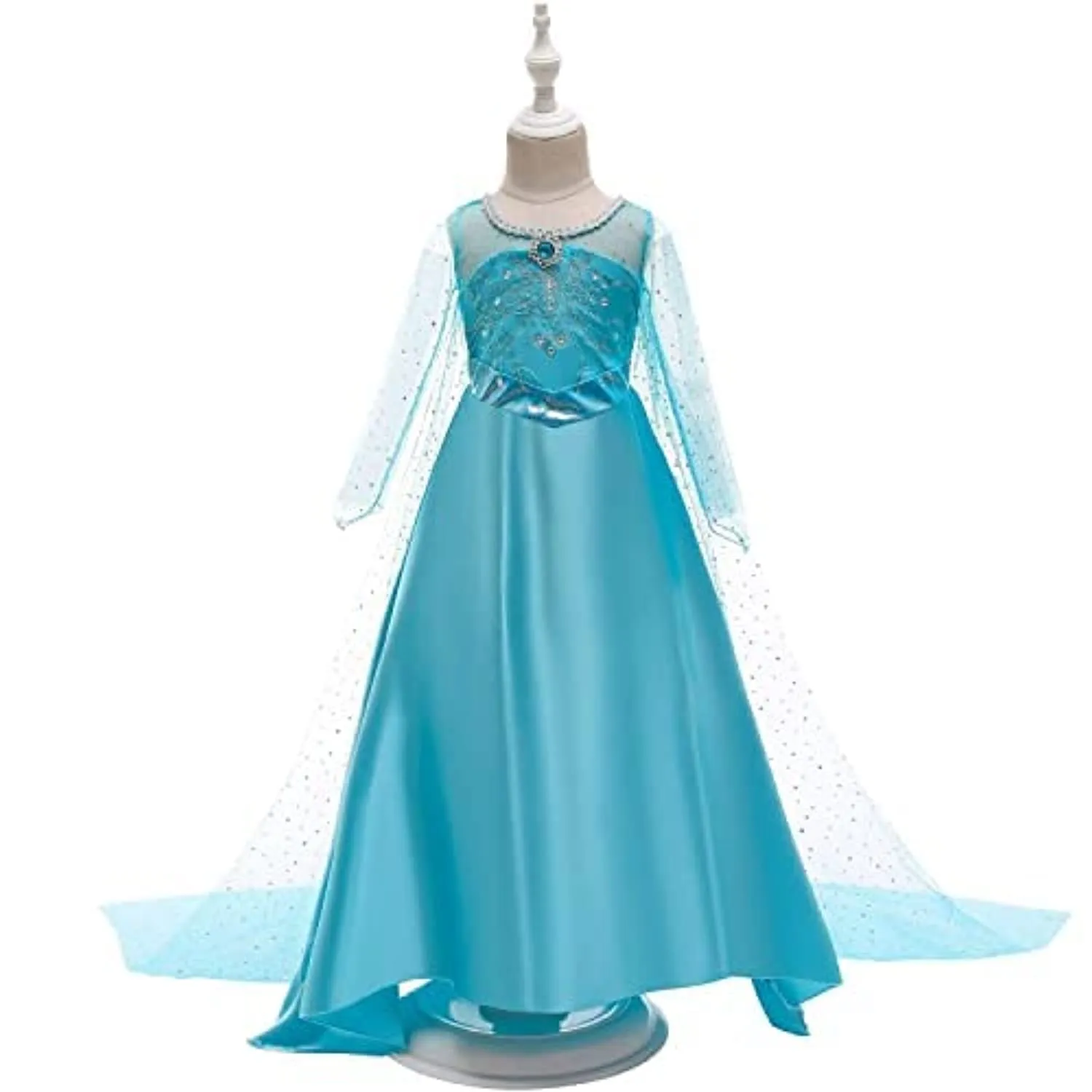 discoball ELSA - Costume da principessa per bambini, vestito da bambina con regina di ghiaccio, a maniche lunghe, con paillette,