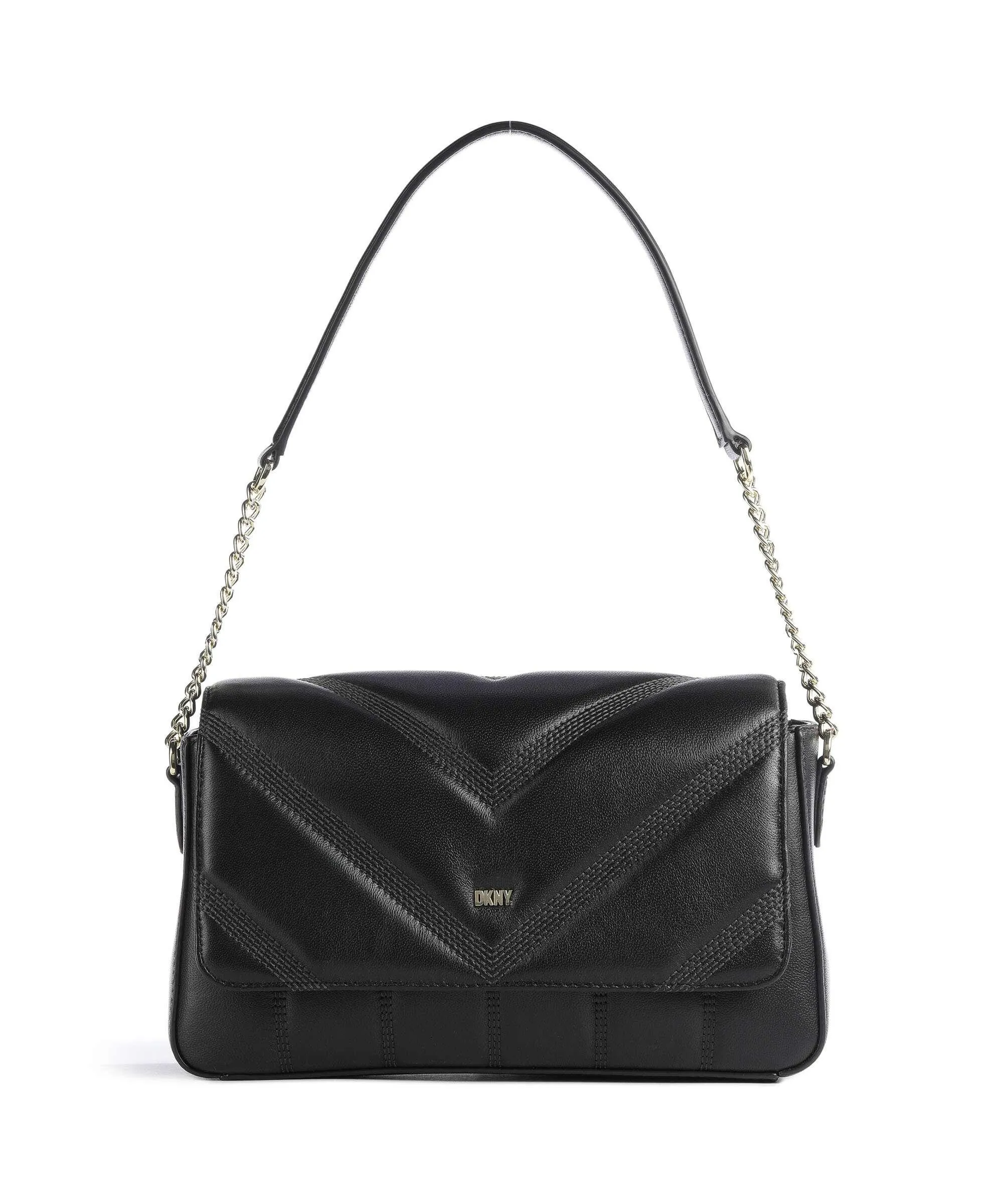  DKNY Becca Borsa a spalla cuoio di agnello nero  