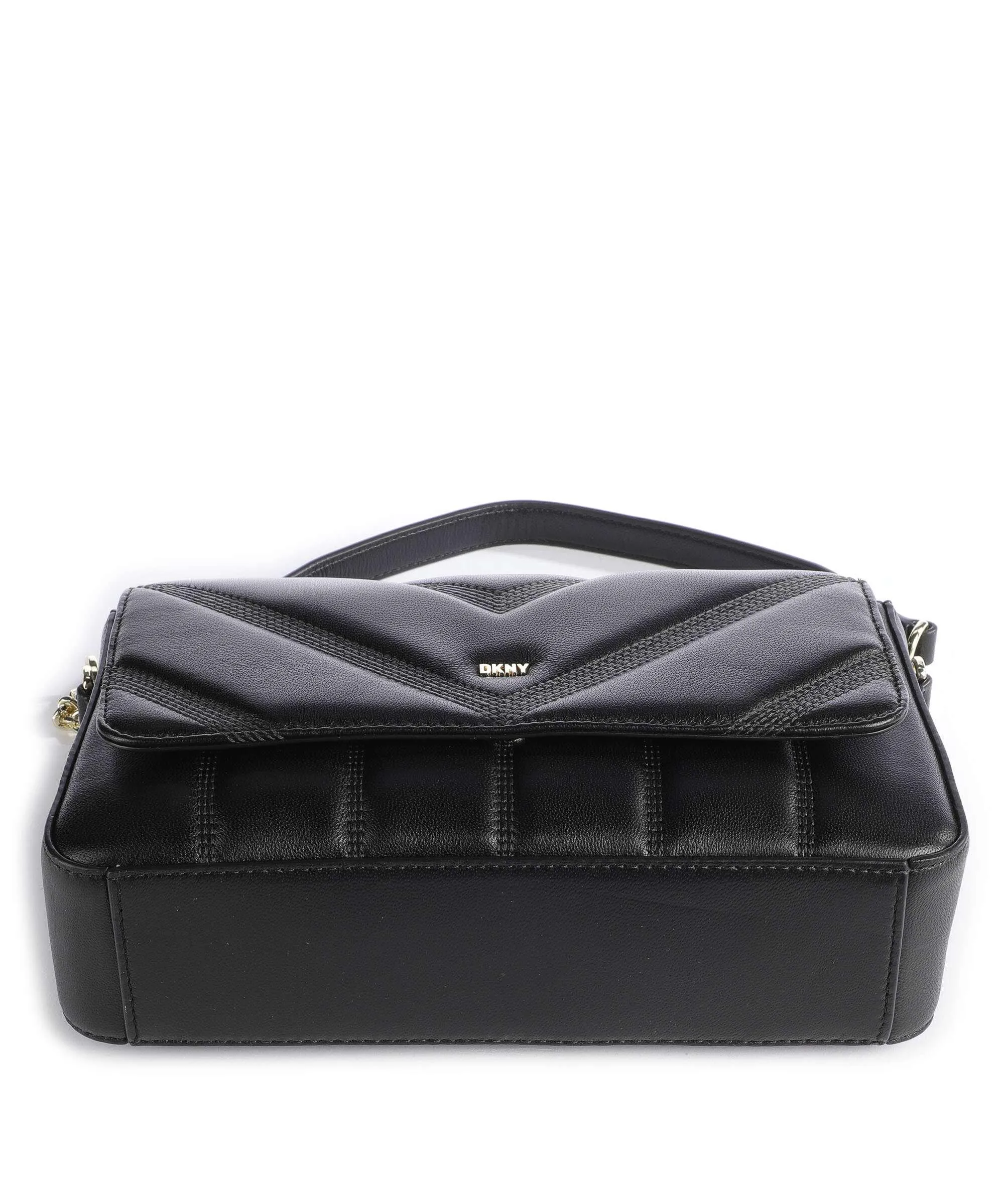  DKNY Becca Borsa a spalla cuoio di agnello nero  