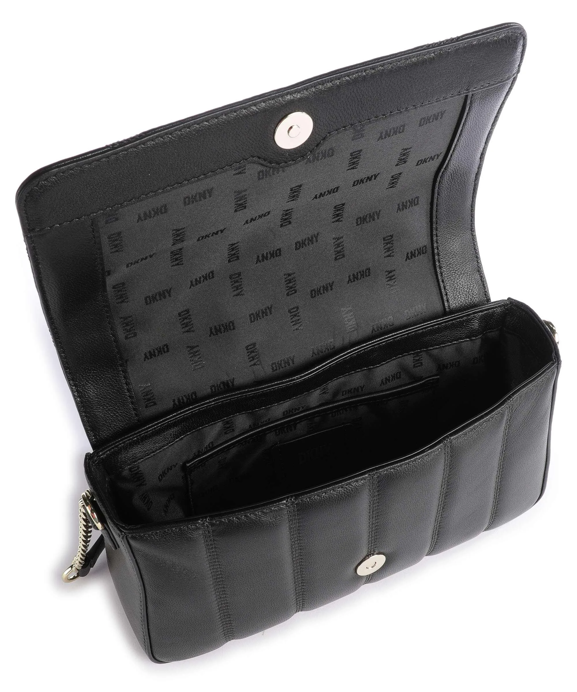  DKNY Becca Borsa a spalla cuoio di agnello nero  