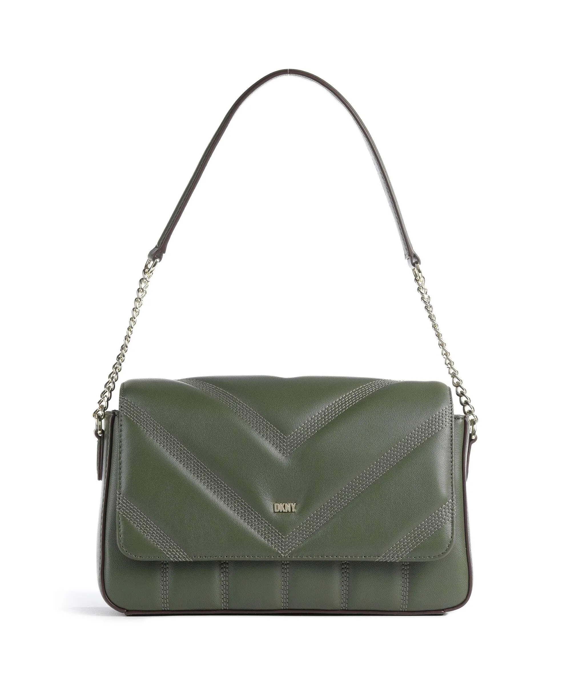  DKNY Becca Borsa a spalla cuoio di agnello verde  