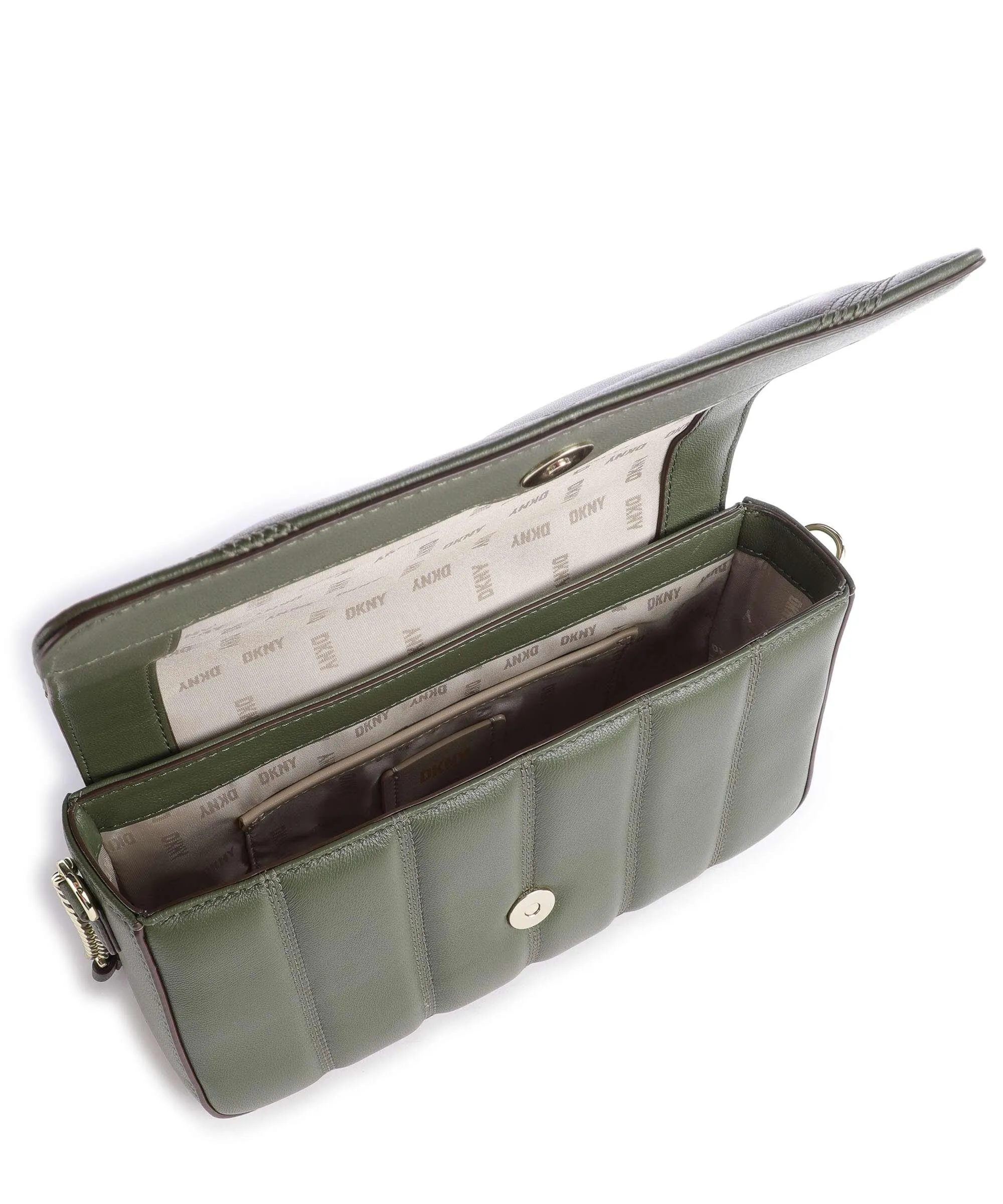  DKNY Becca Borsa a spalla cuoio di agnello verde  