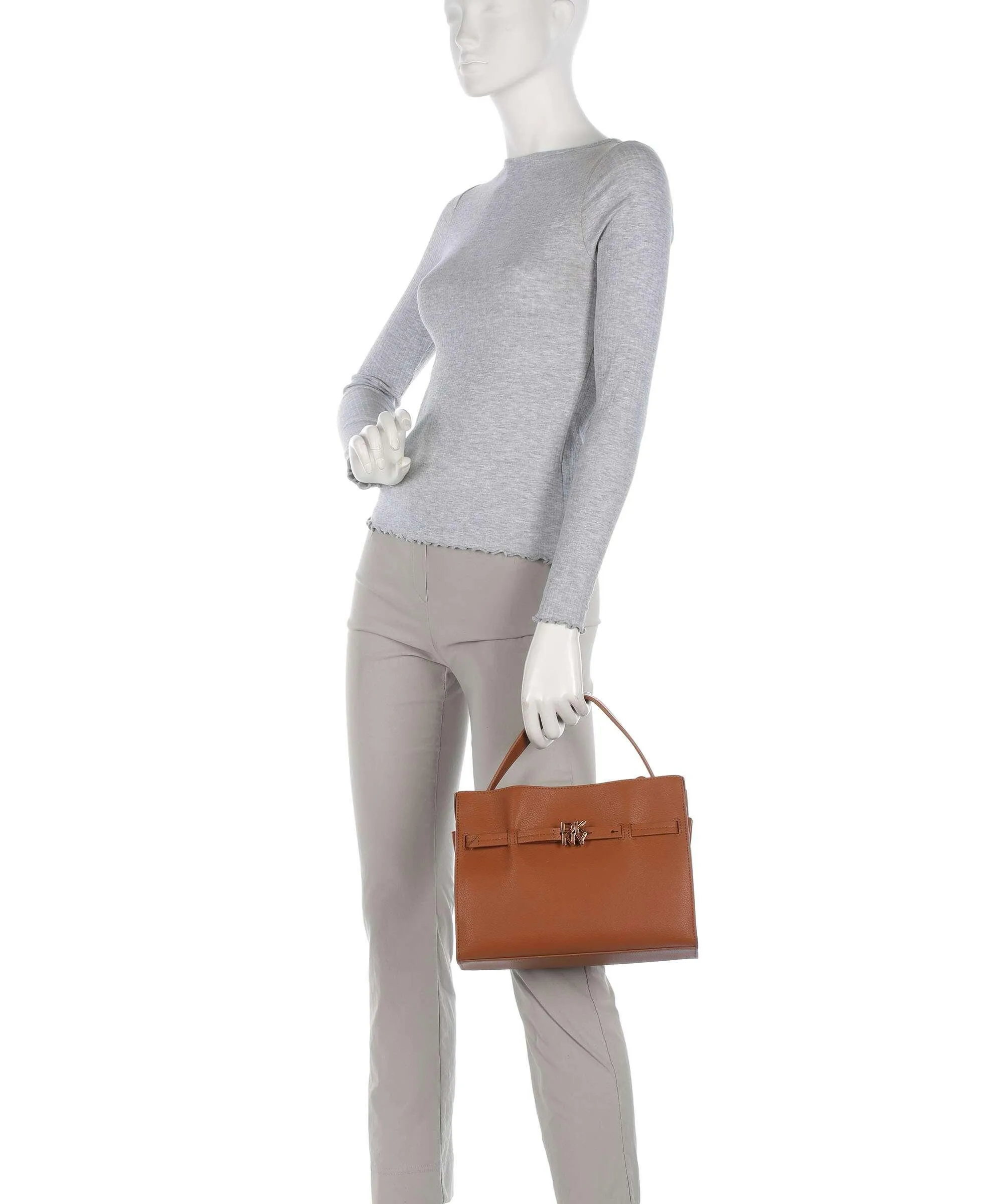  DKNY Bushwick Borsa a mano pelle di vacchetta finemente grana cognac  