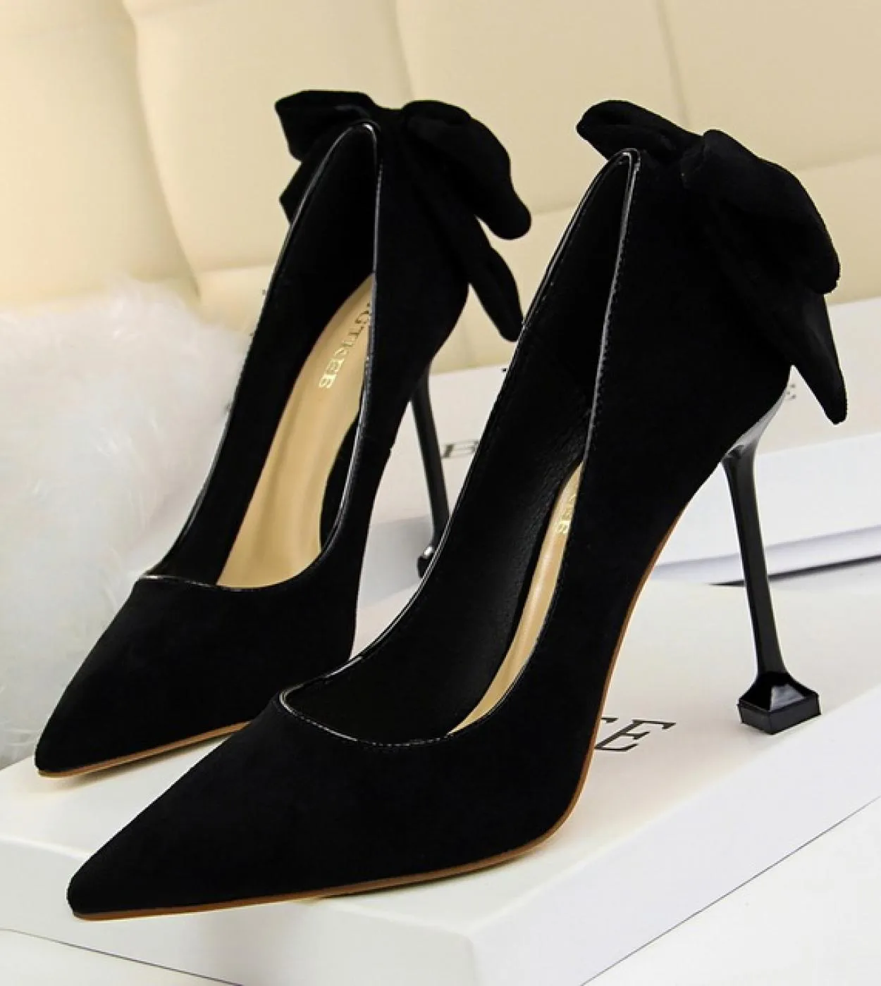 Donne 55 cm 8 cm 95 cm Tacchi Alti Escarpins Décolleté Lady Kawaii Tacchi Medio Bassi Da Sposa Nuziale Carino Butterflyknot Pa
