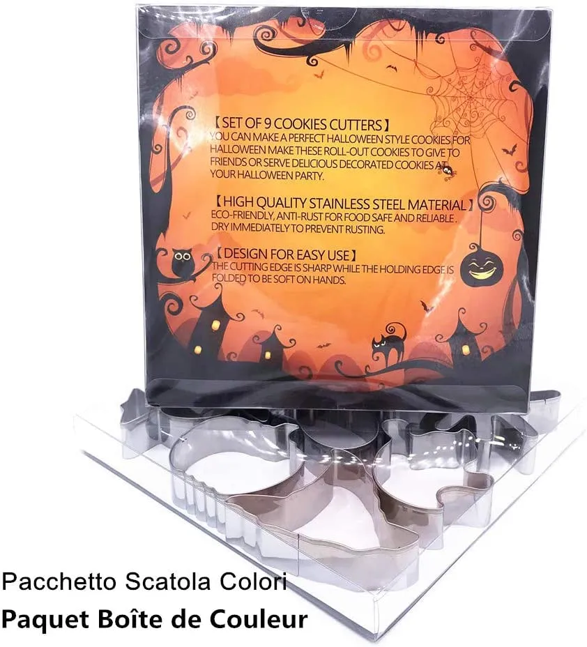 ElecMotive Set di 9 Halloween Formine per Biscotti Acciaio Inox Stampi Biscotti DIY Decorazioni Dolci Biscotti