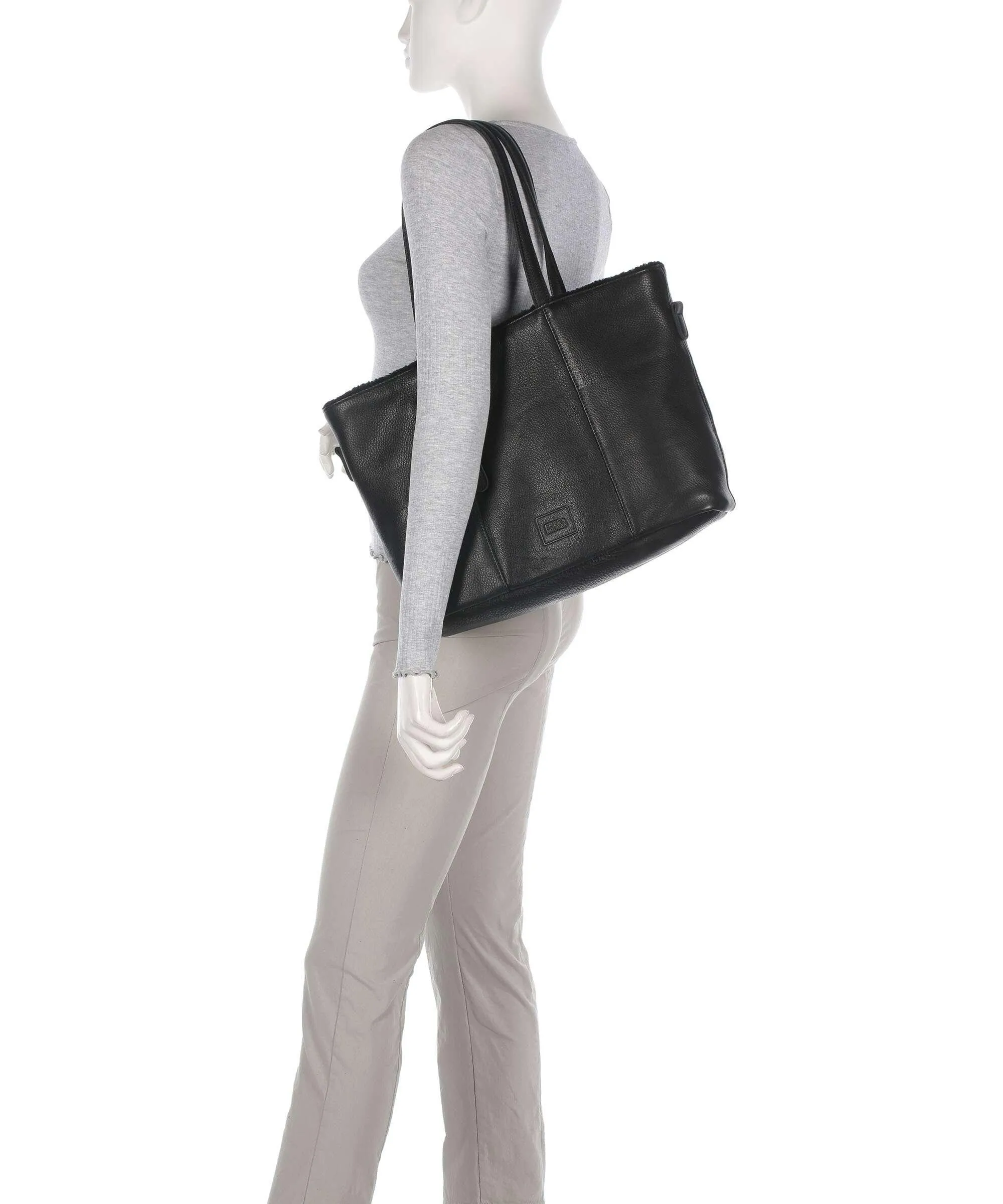  FredsBruder Inside Out Borsa shopper pelle granulata nero  