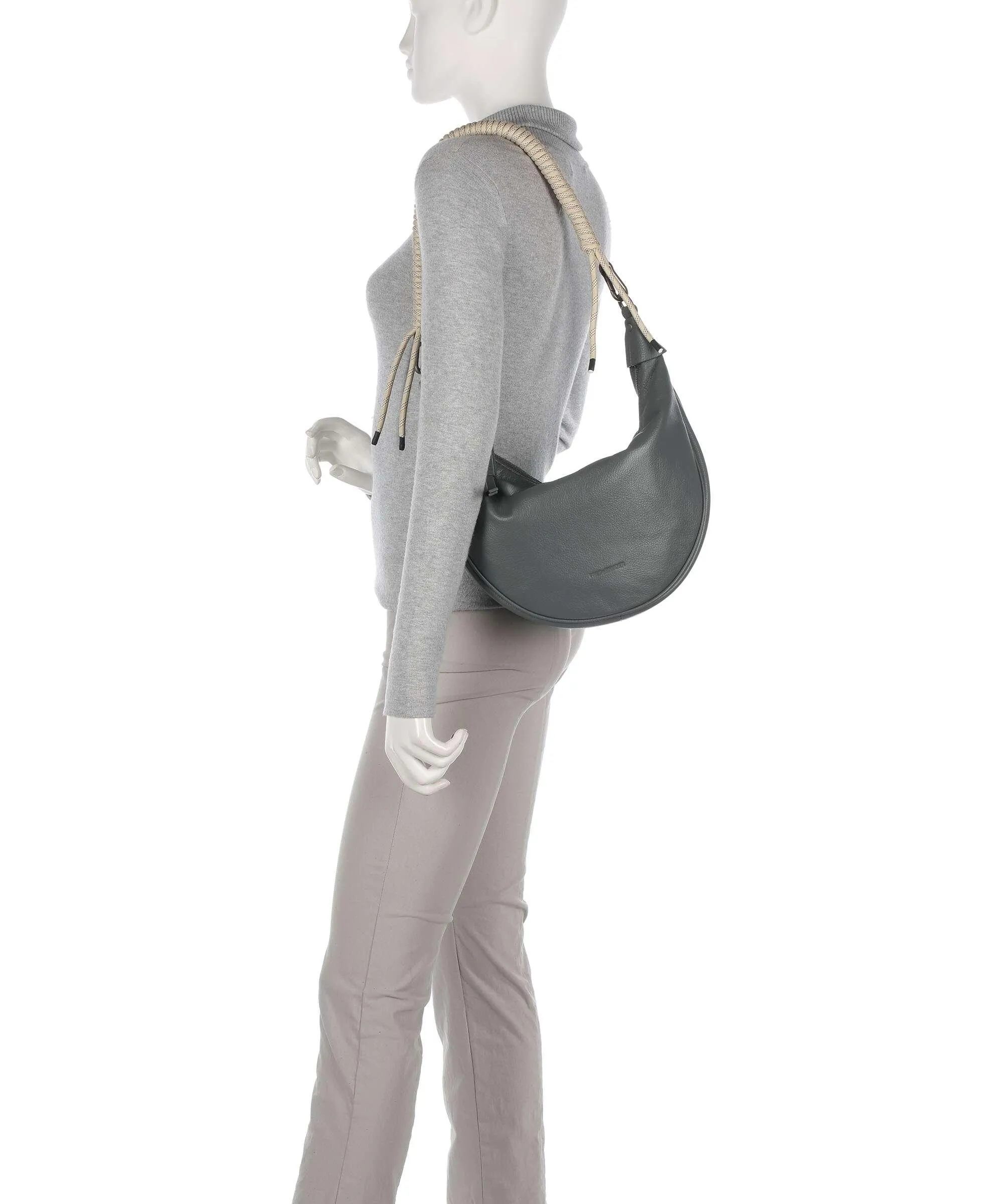  FredsBruder Nea Borsa hobo pelle granulata blu-grigio  
