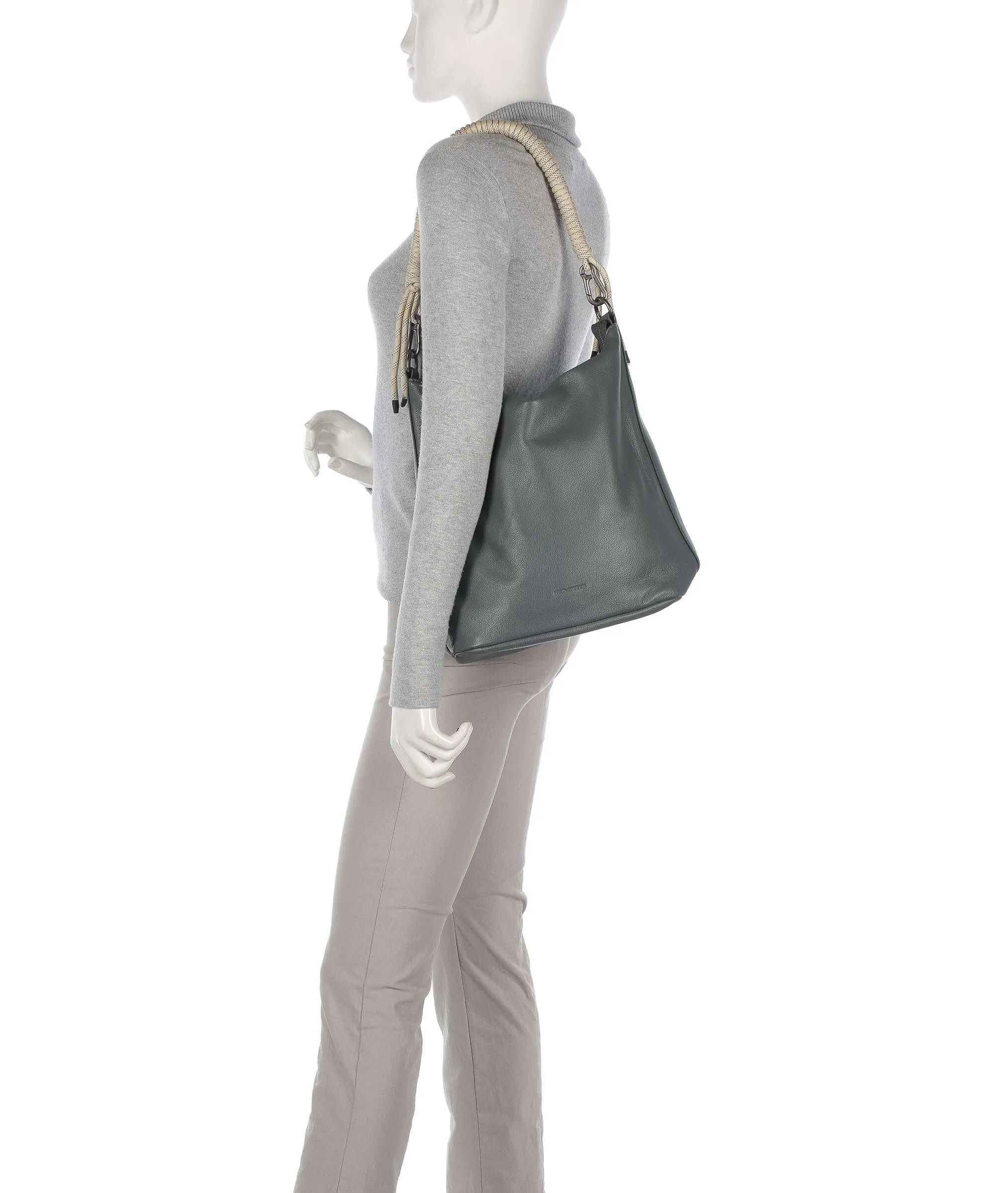  FredsBruder Nea Borsa hobo pelle granulata grigio scuro  