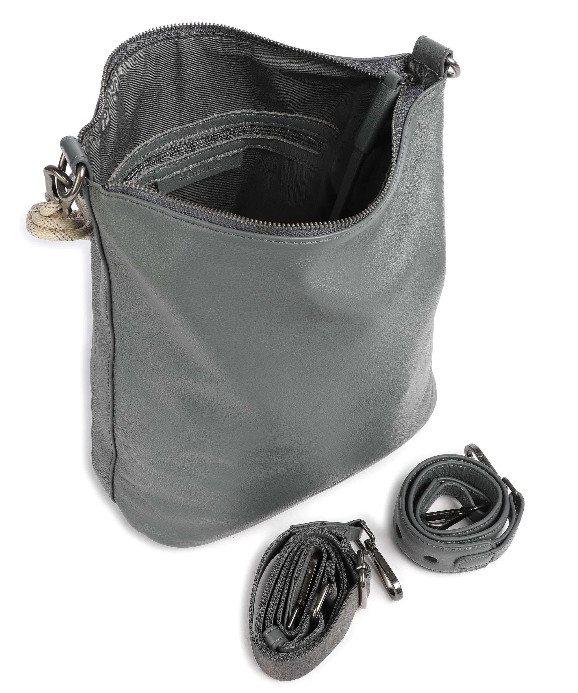  FredsBruder Nea Borsa hobo pelle granulata grigio scuro  
